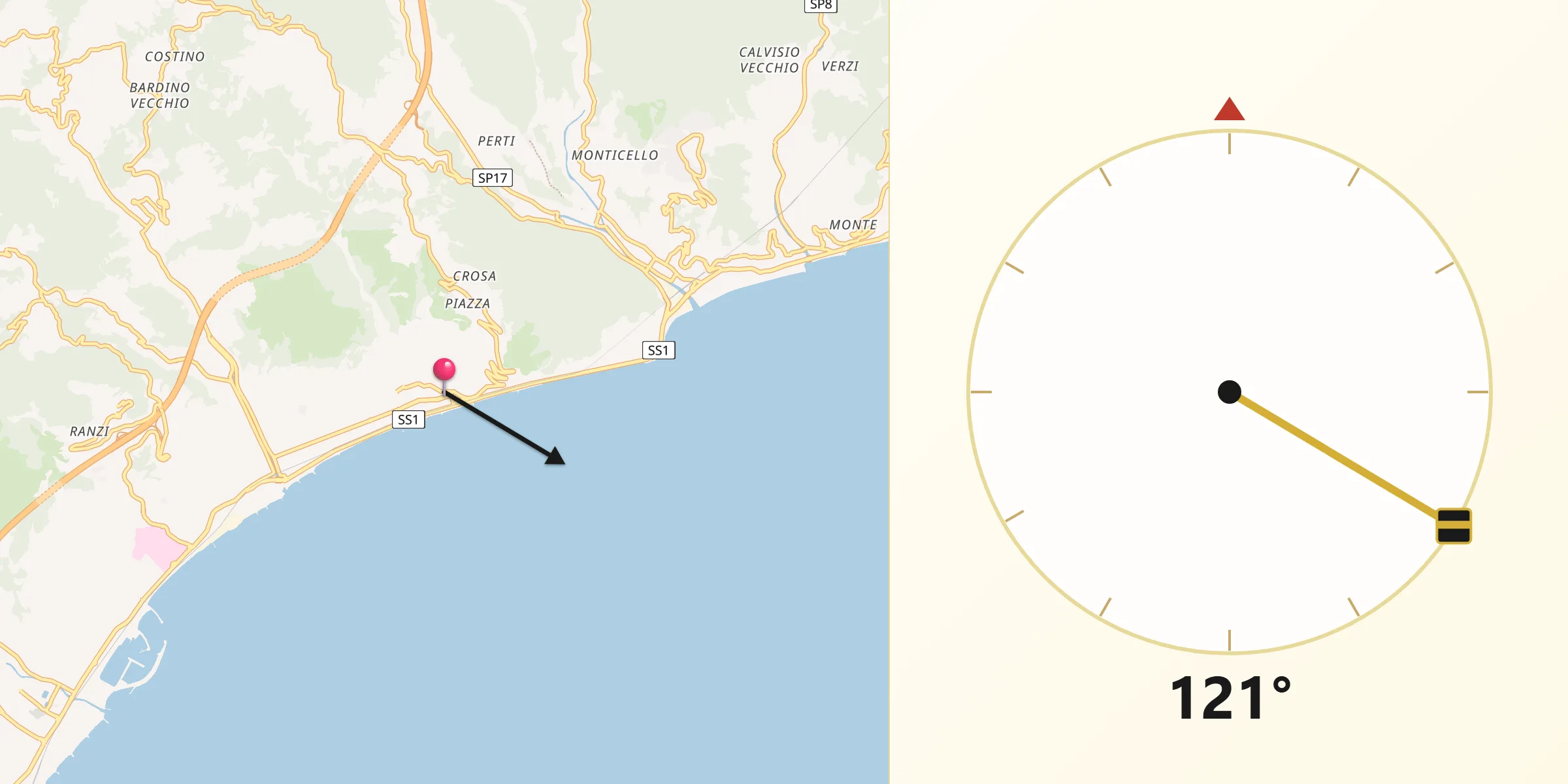 Direzione della Qibla da Borgio