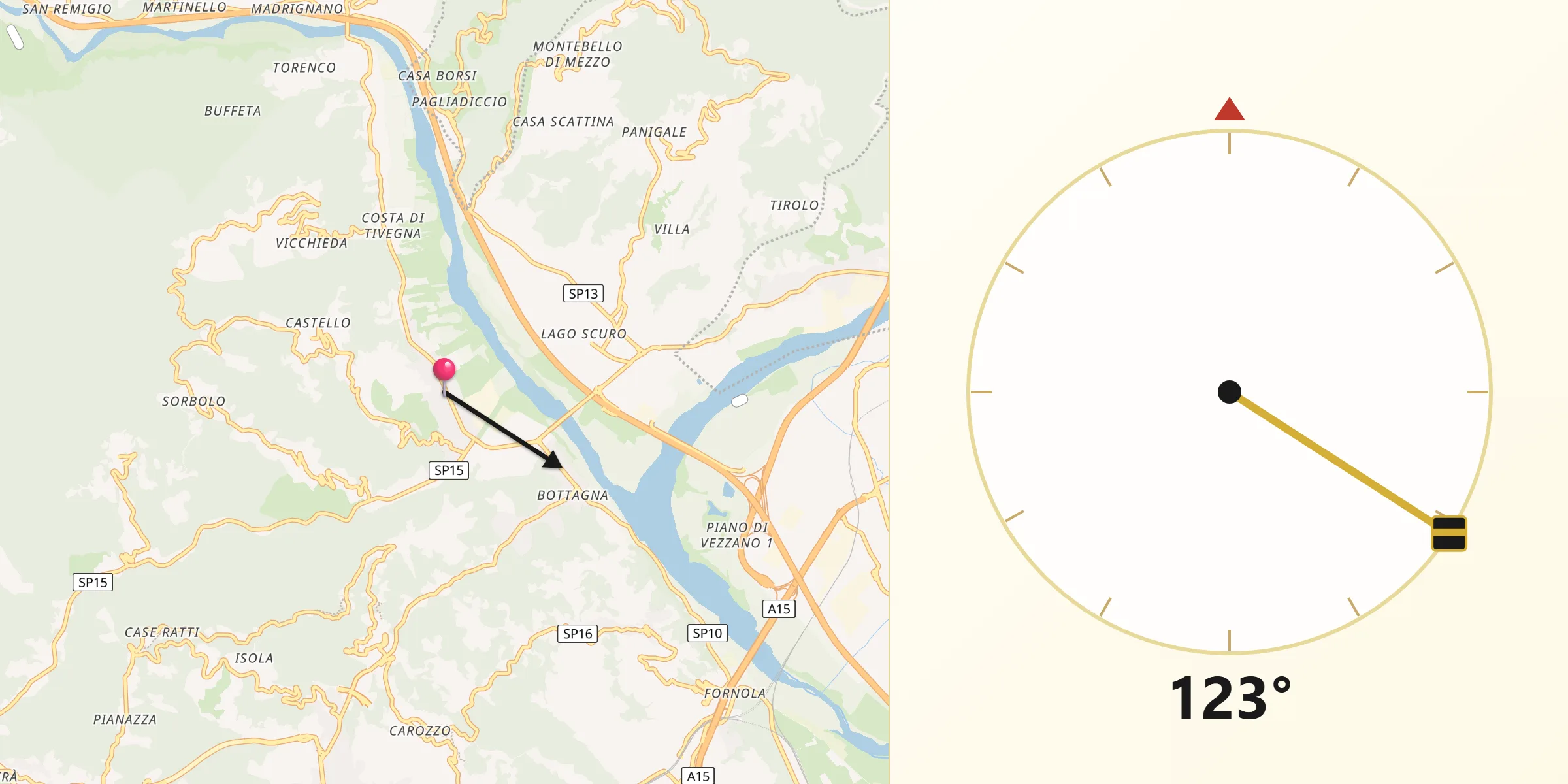 Direzione della Qibla da Piano di Follo