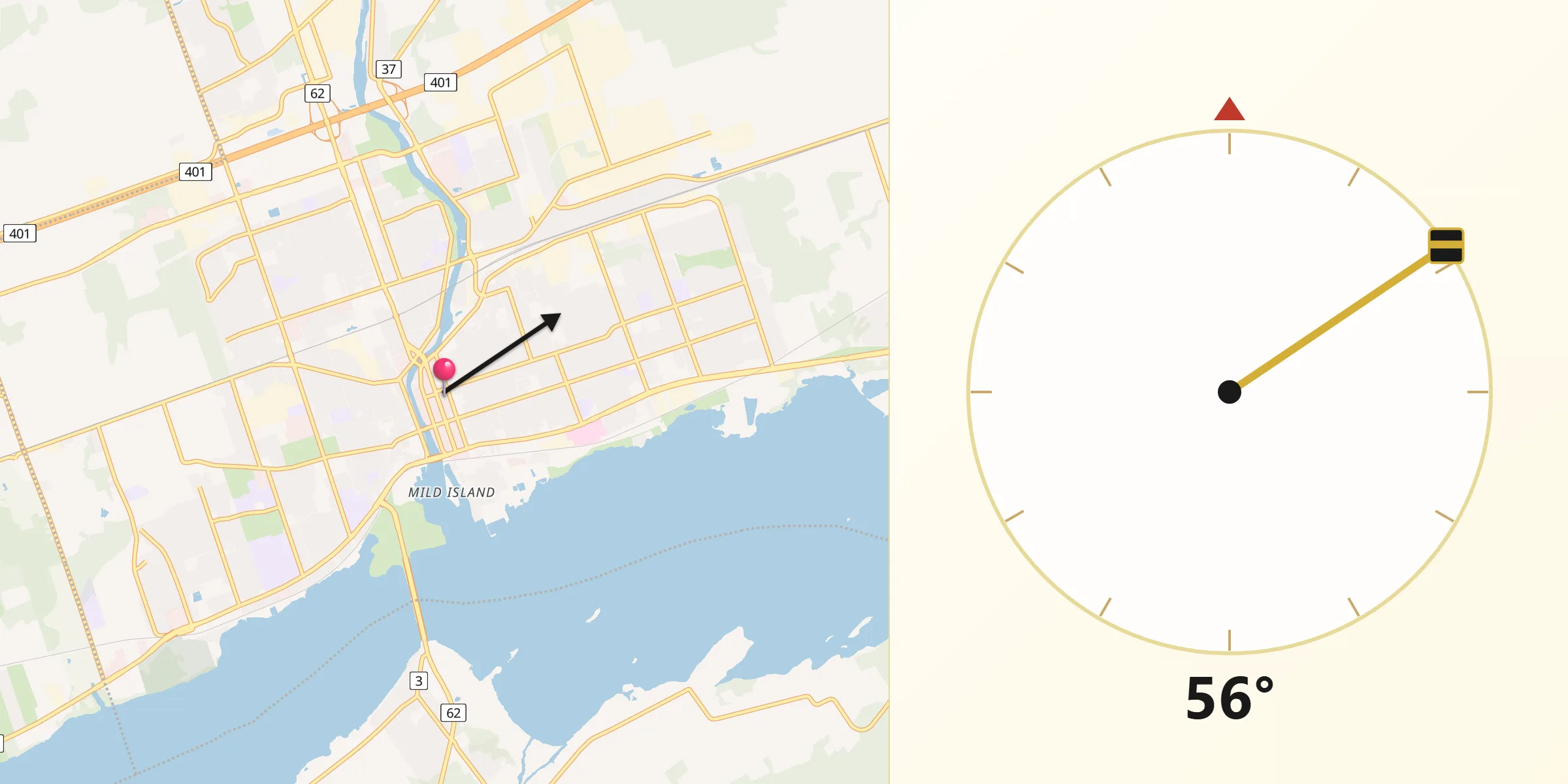 Qibla Direction from Belleville