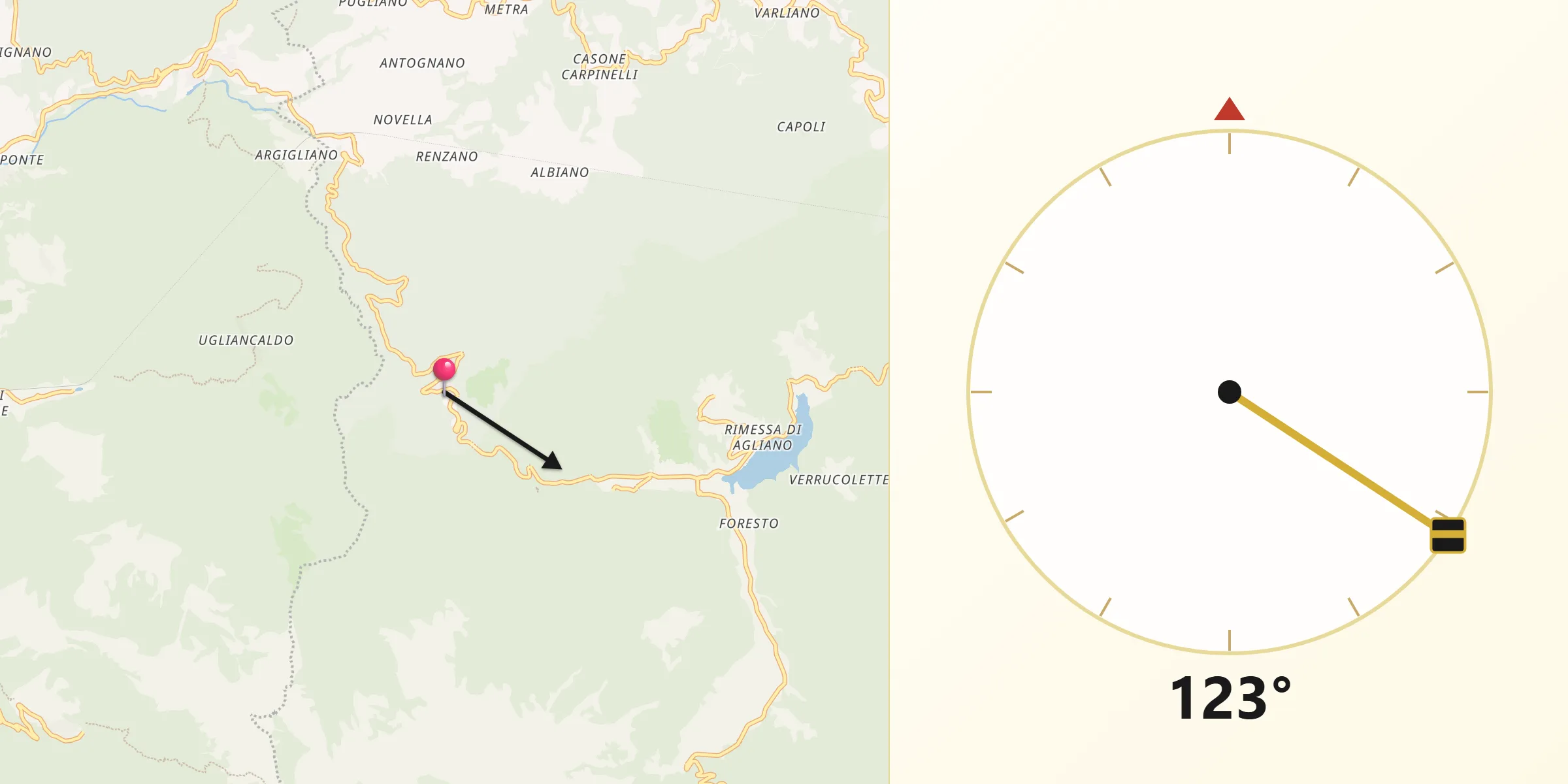 Direzione della Qibla da Minucciano