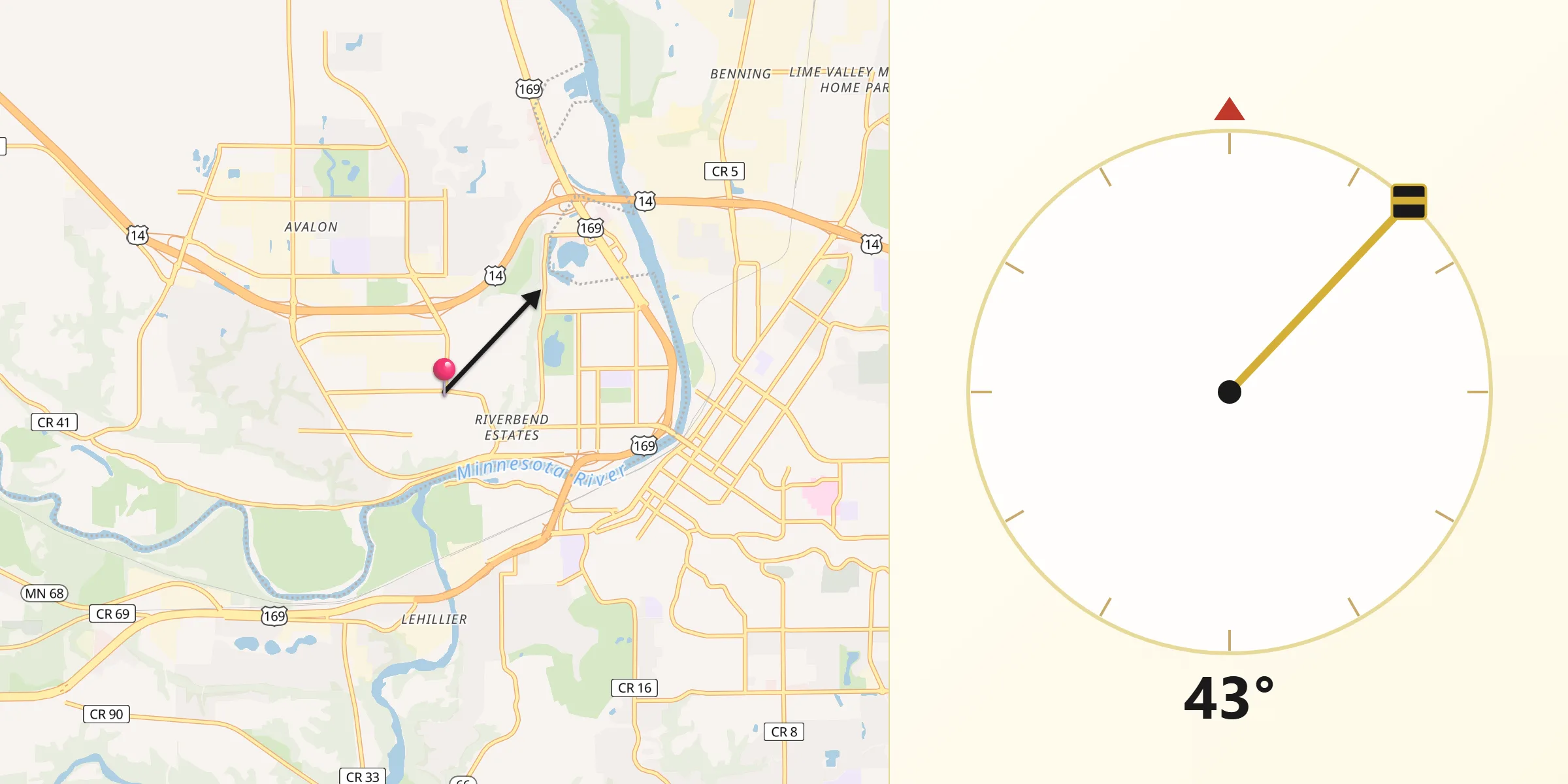 Qibla Direction from North Mankato