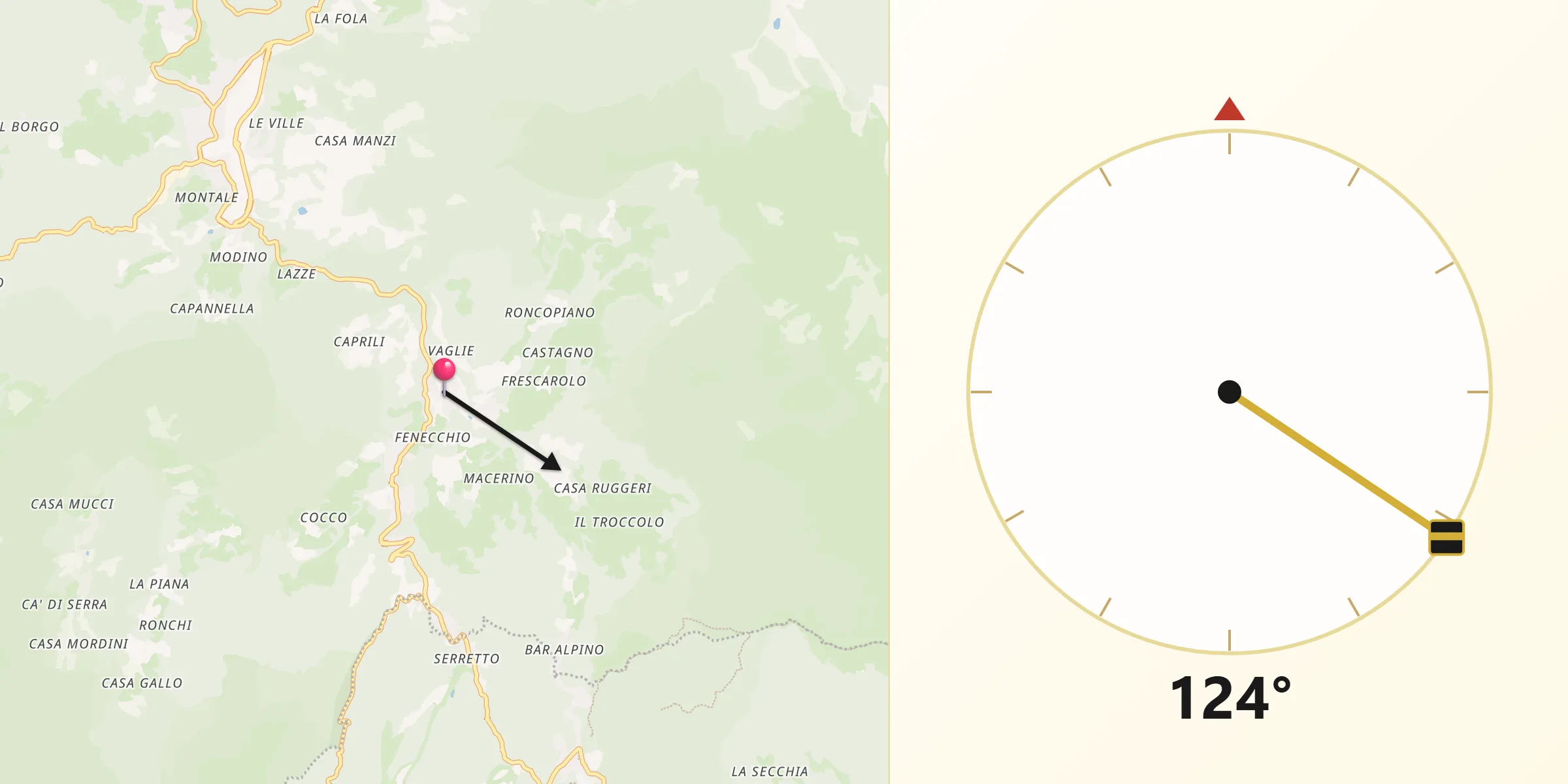 Direzione della Qibla da Fiumalbo-Dogana