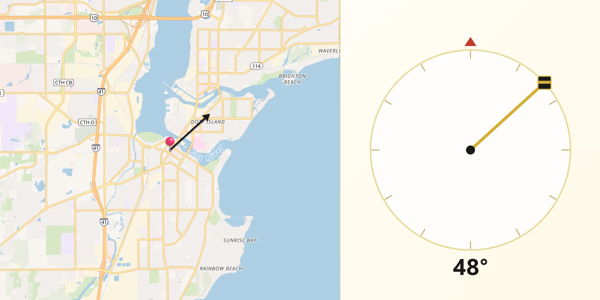 Qibla Direction from Neenah
