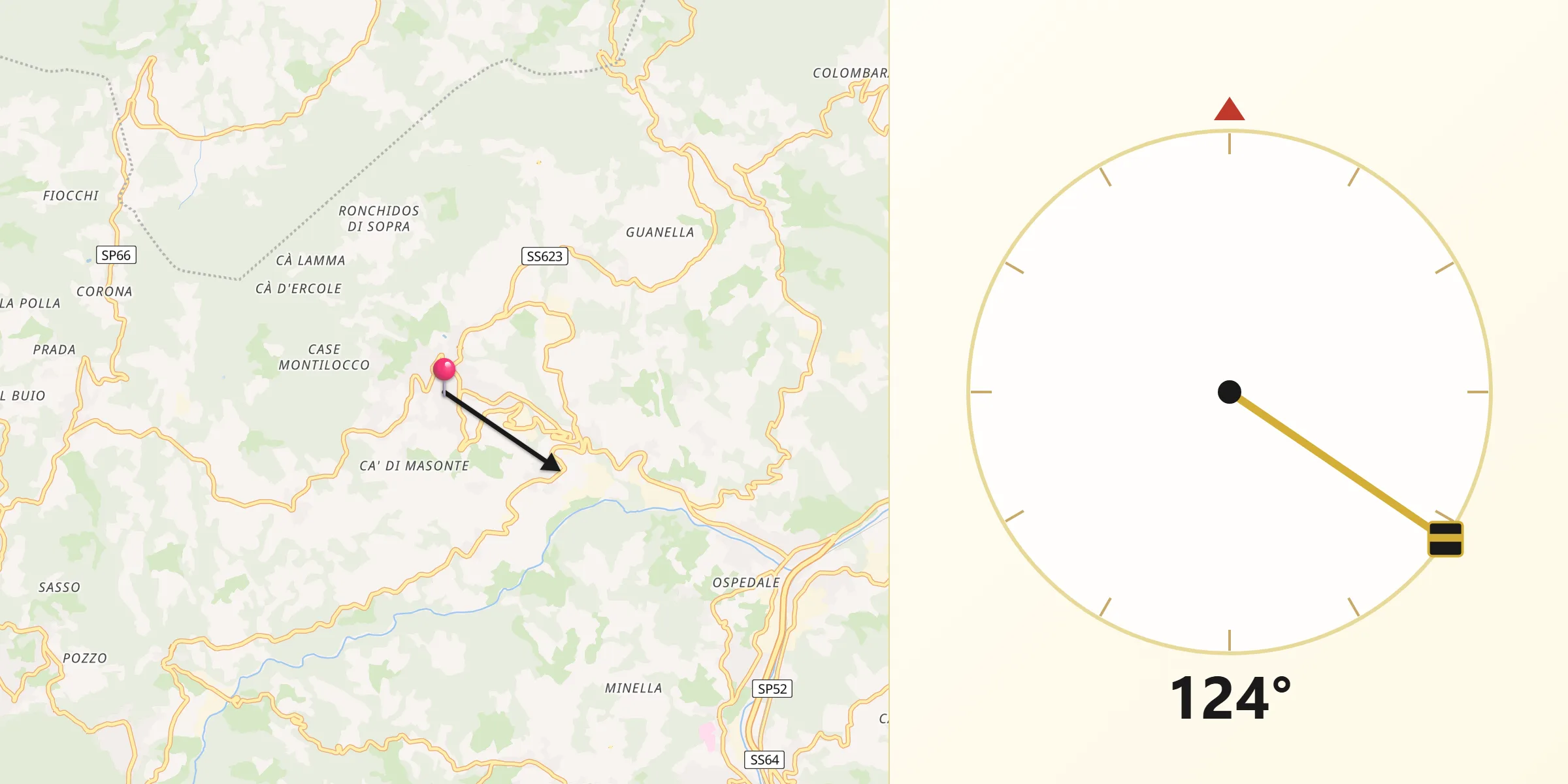 Direzione della Qibla da Gaggio Montano