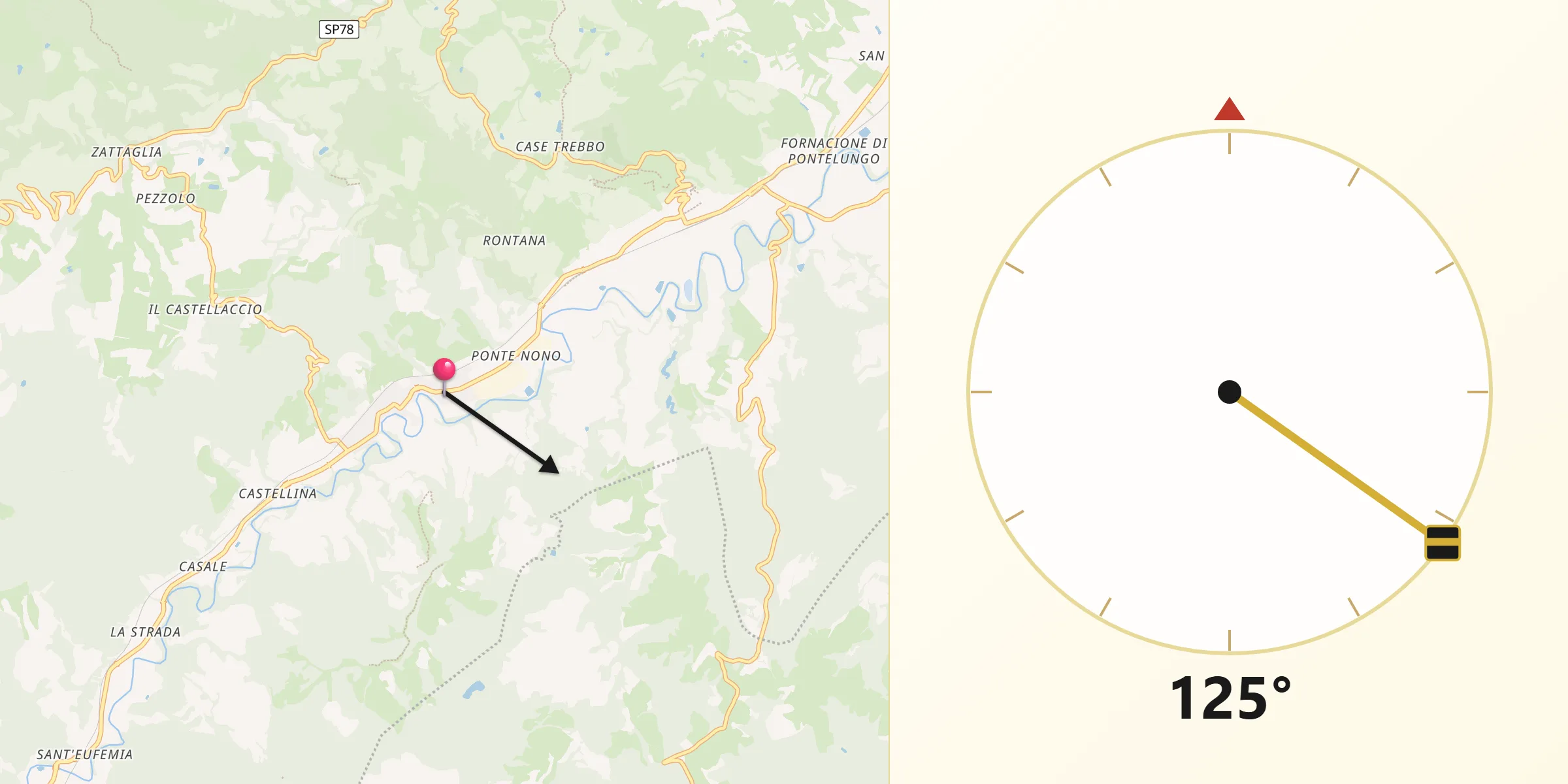 Direzione della Qibla da Fognano