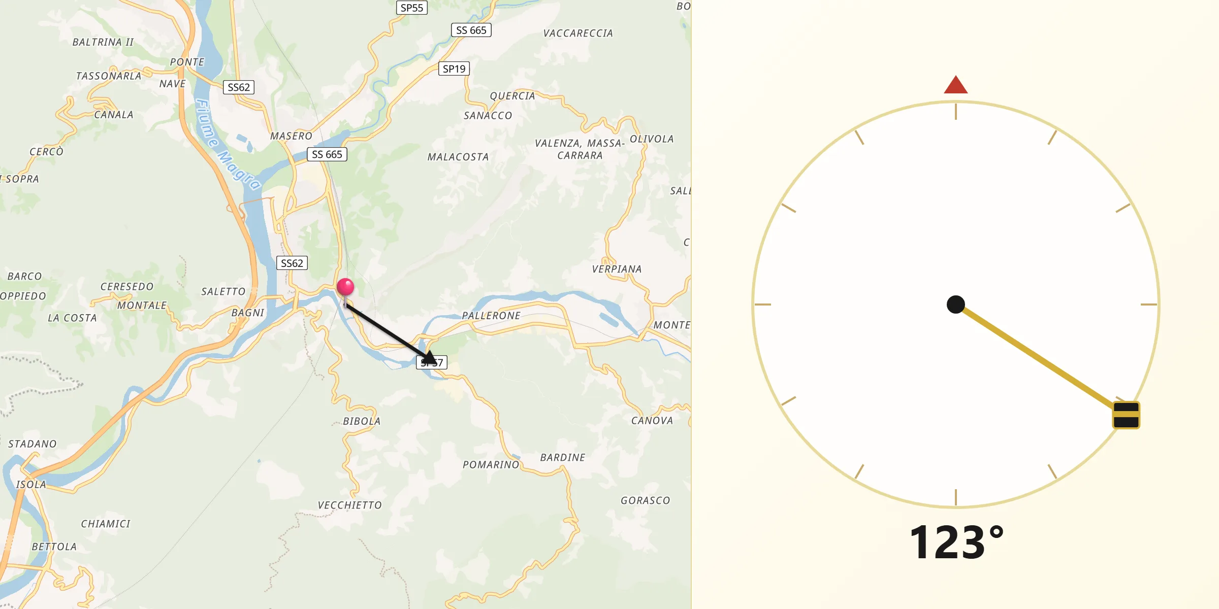 Direzione della Qibla da Aulla