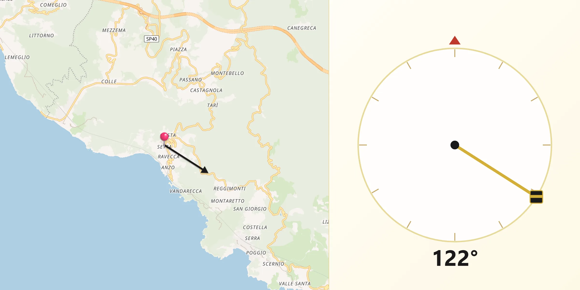 Direzione della Qibla da Framura