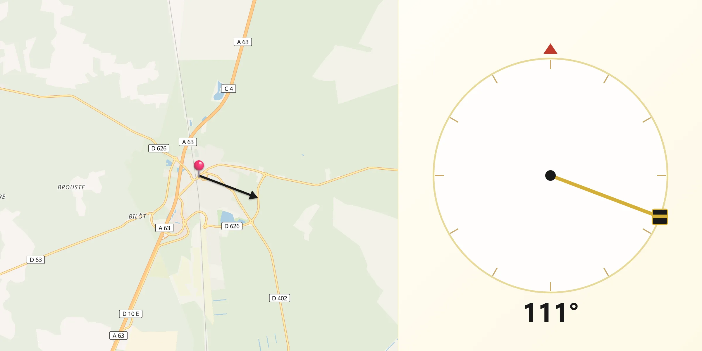 Direction vers la Qibla depuis Labouheyre