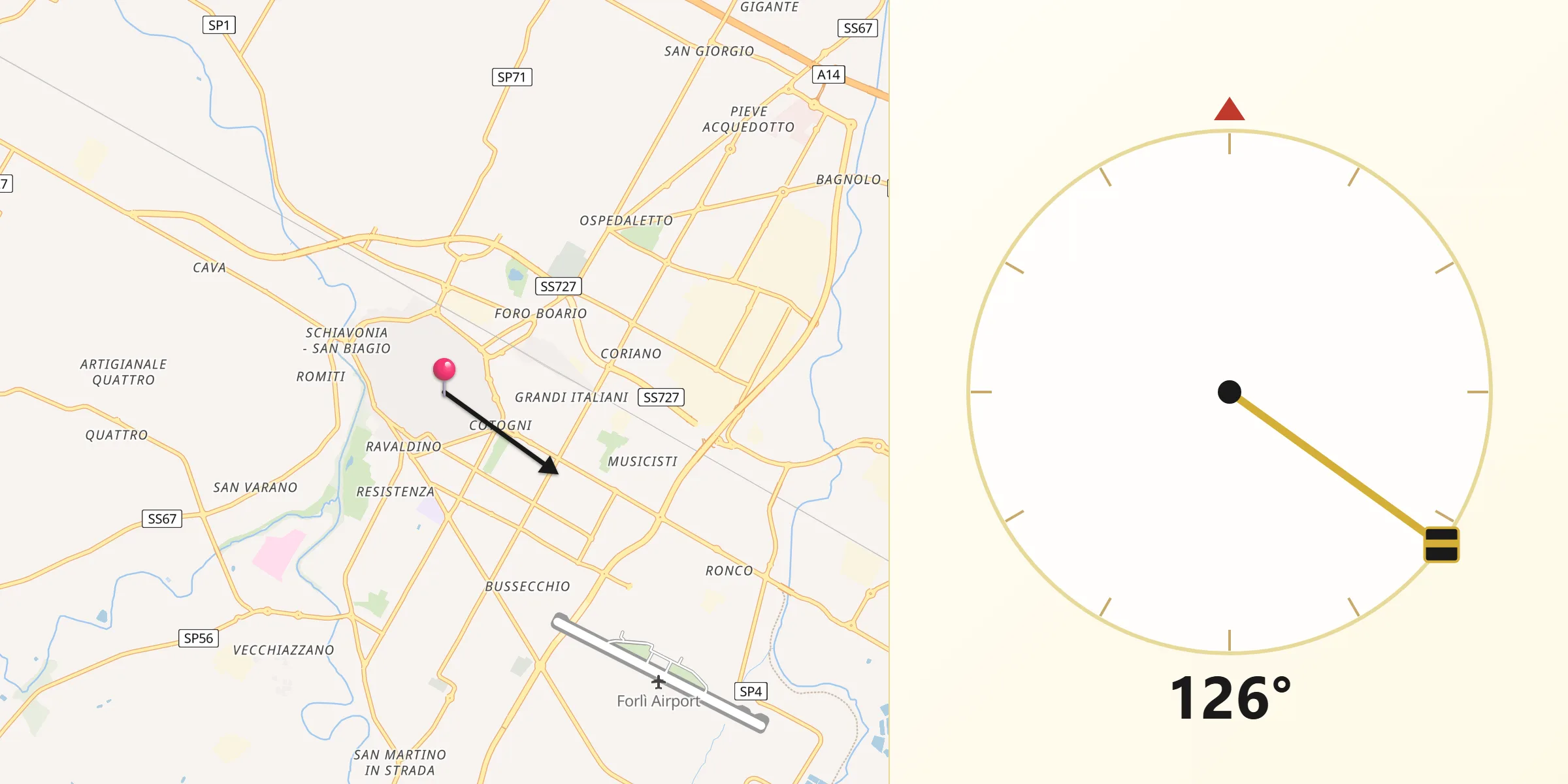 Drejtimi i Qibles nga Forlì