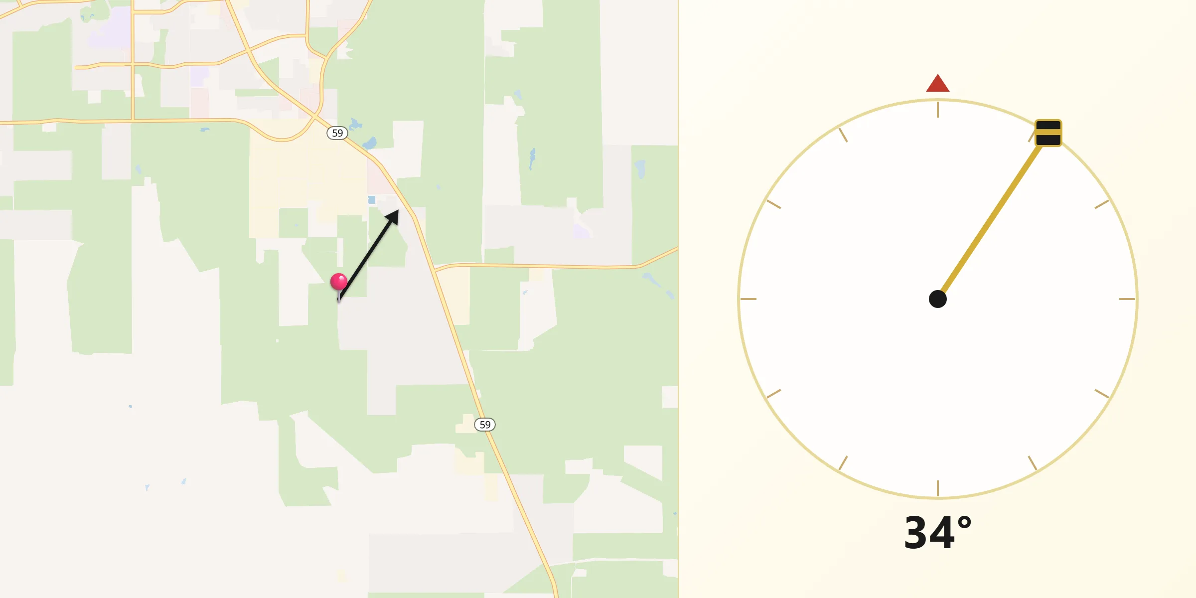 Qibla Direction from Antelope Valley-Crestview