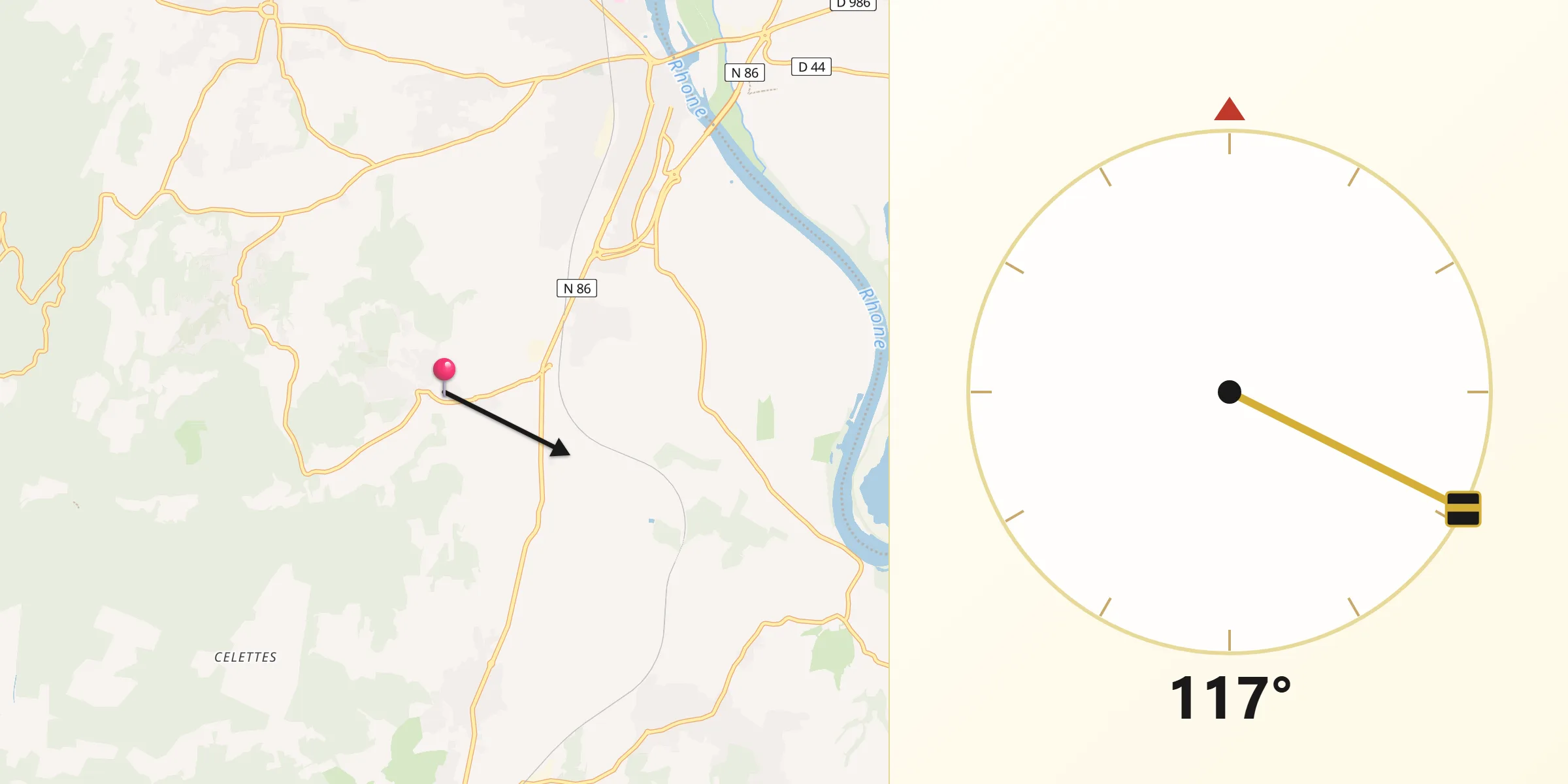 Direction vers la Qibla depuis Saint-Alexandre