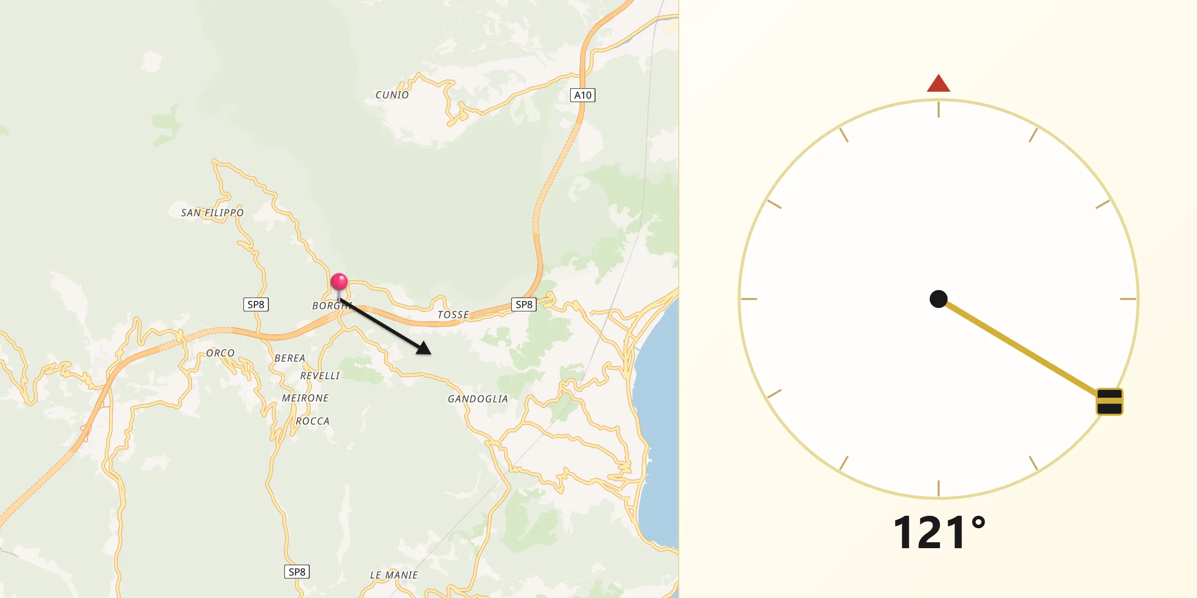 Direzione della Qibla da Vezzi Portio