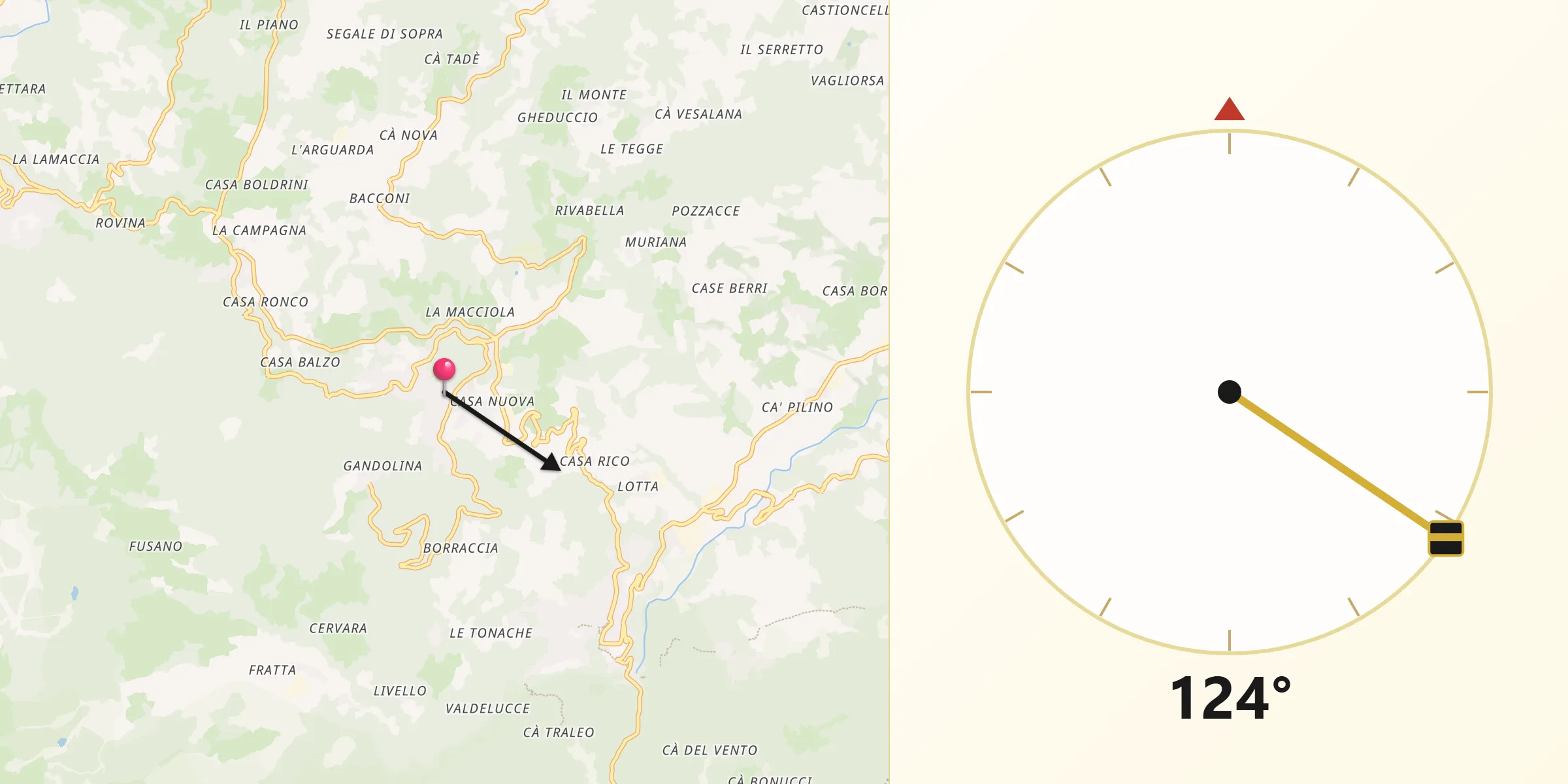 Direzione della Qibla da Sestola