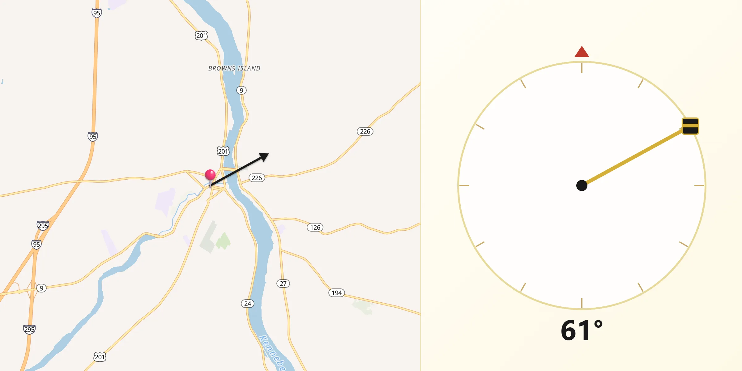 Qibla Direction from Gardiner