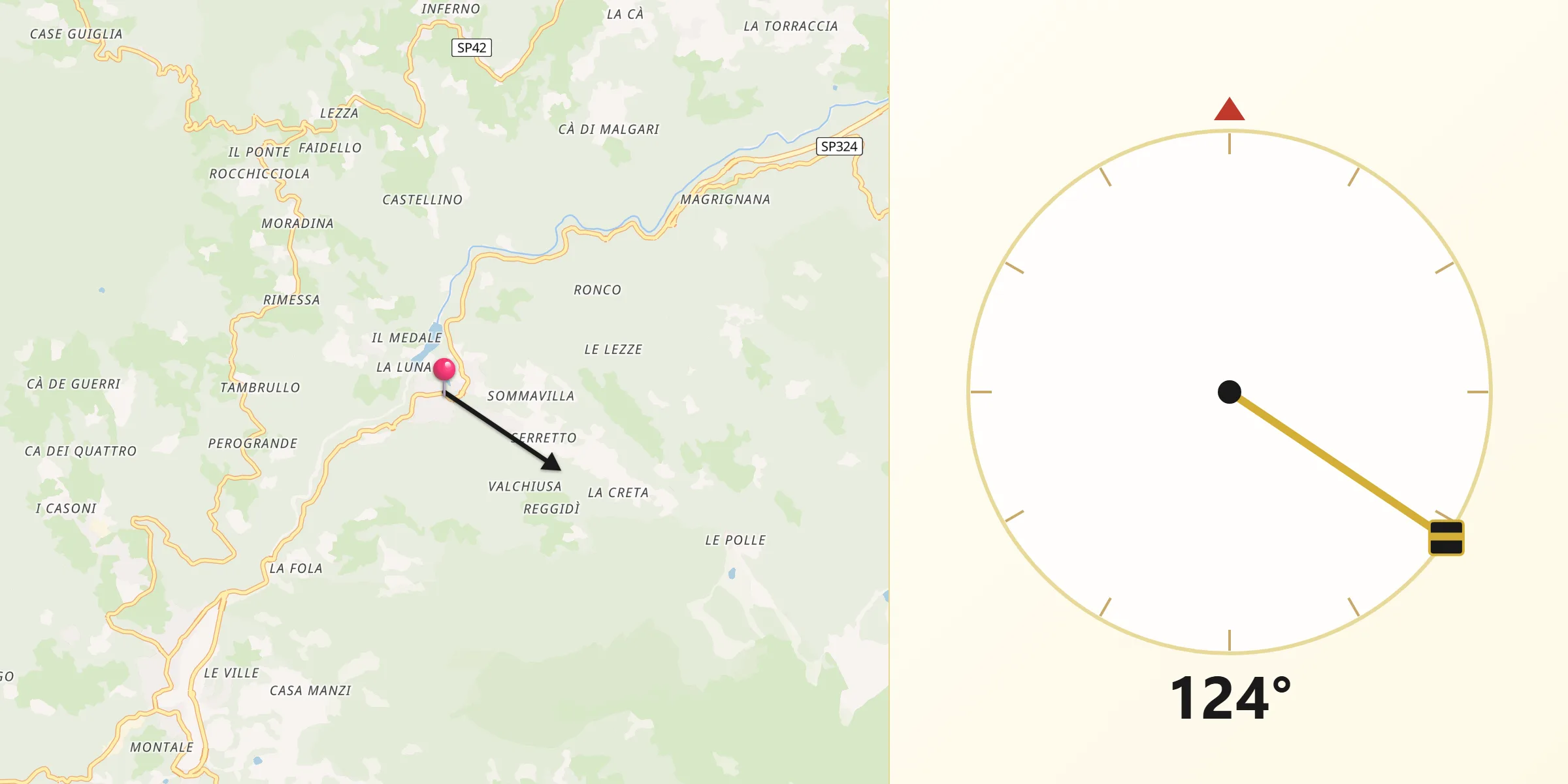 Direzione della Qibla da Riolunato