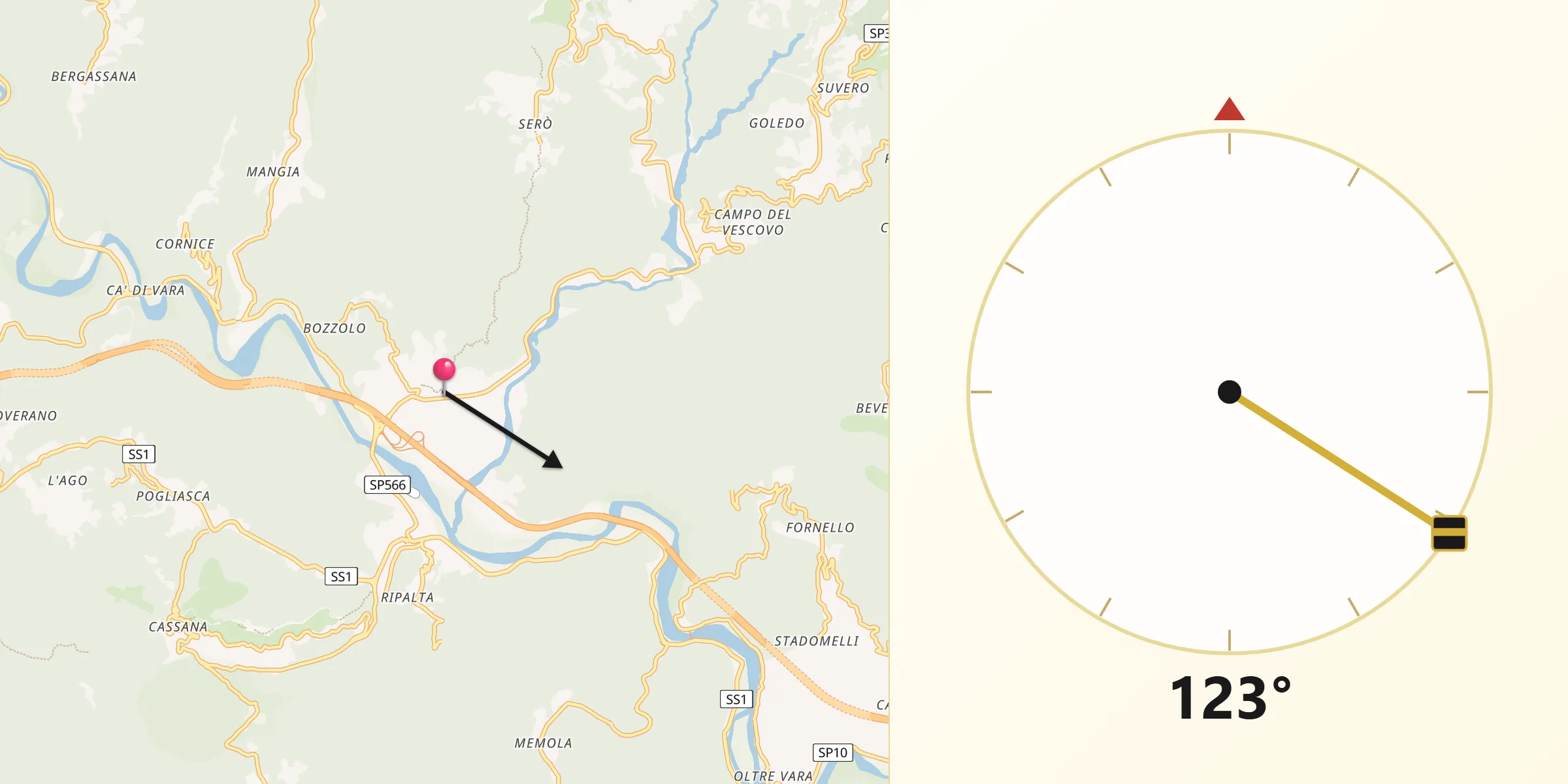 Direzione della Qibla da Brugnato