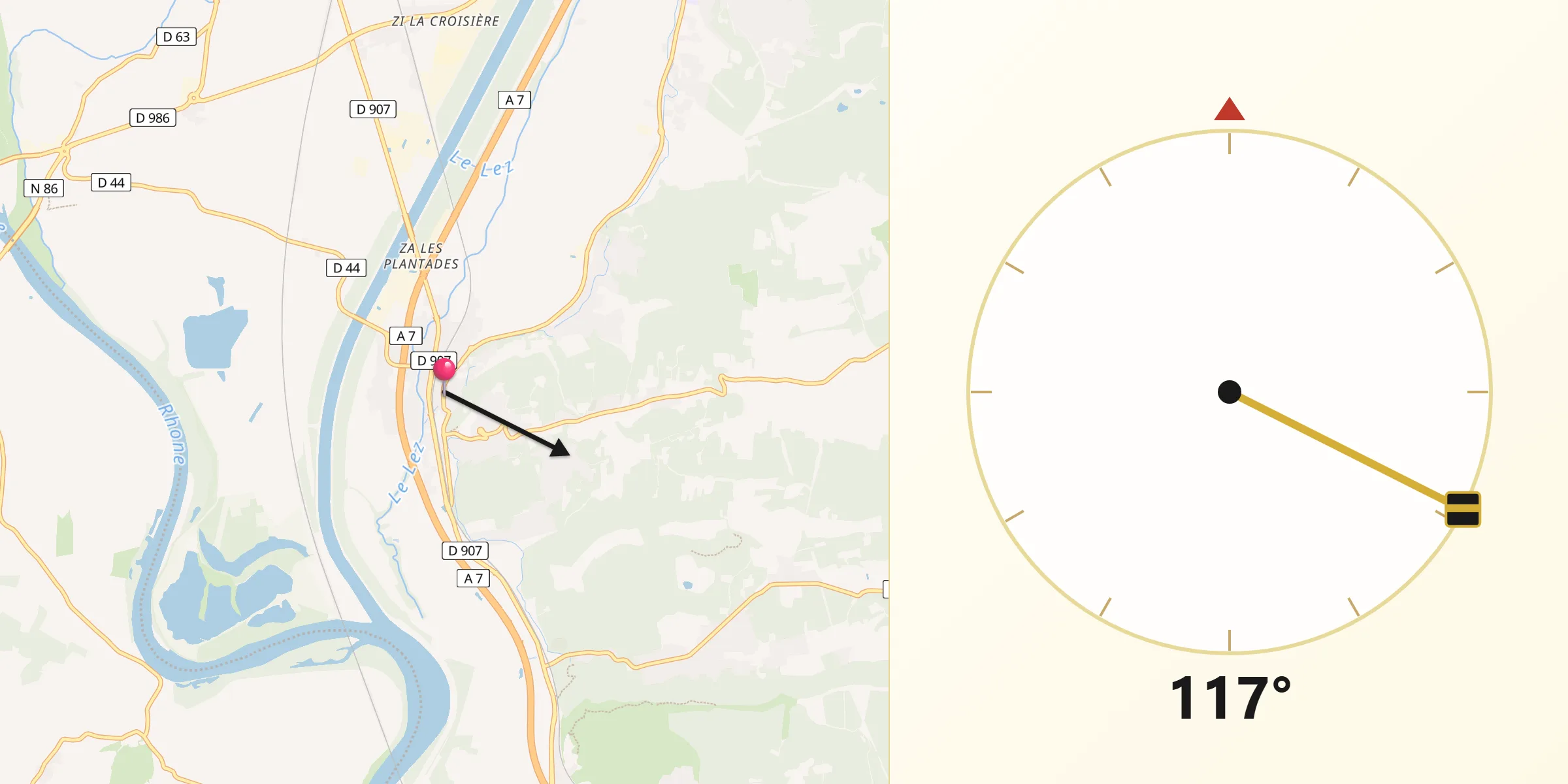 Direction vers la Qibla depuis Mondragon