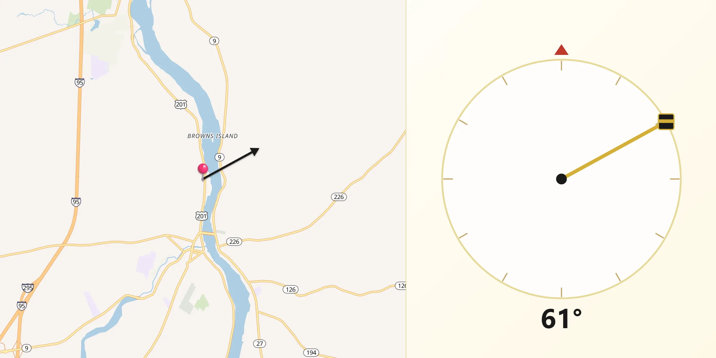 Qibla Direction from Farmingdale