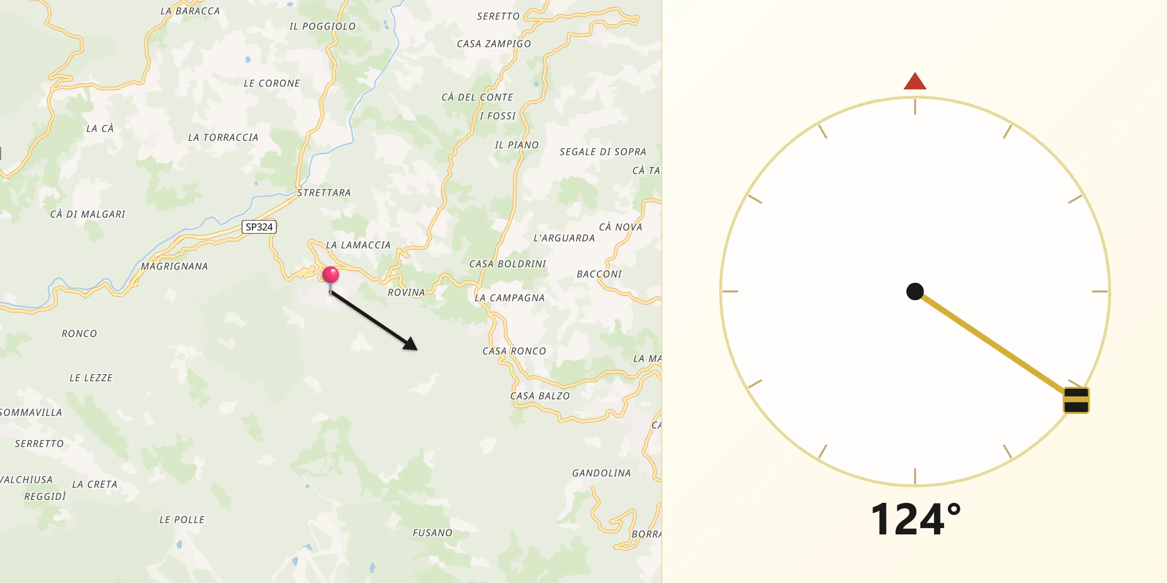 Direzione della Qibla da Montecreto