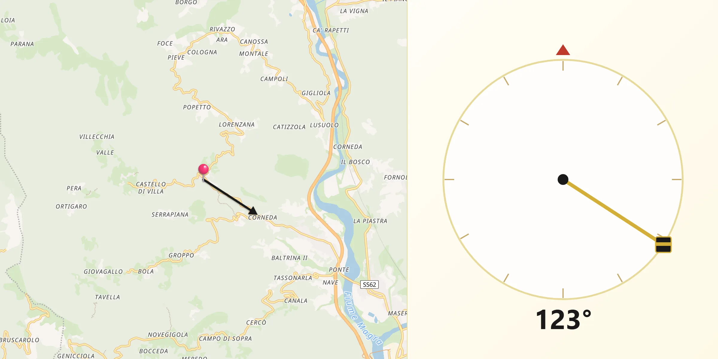 Direzione della Qibla da Tresana
