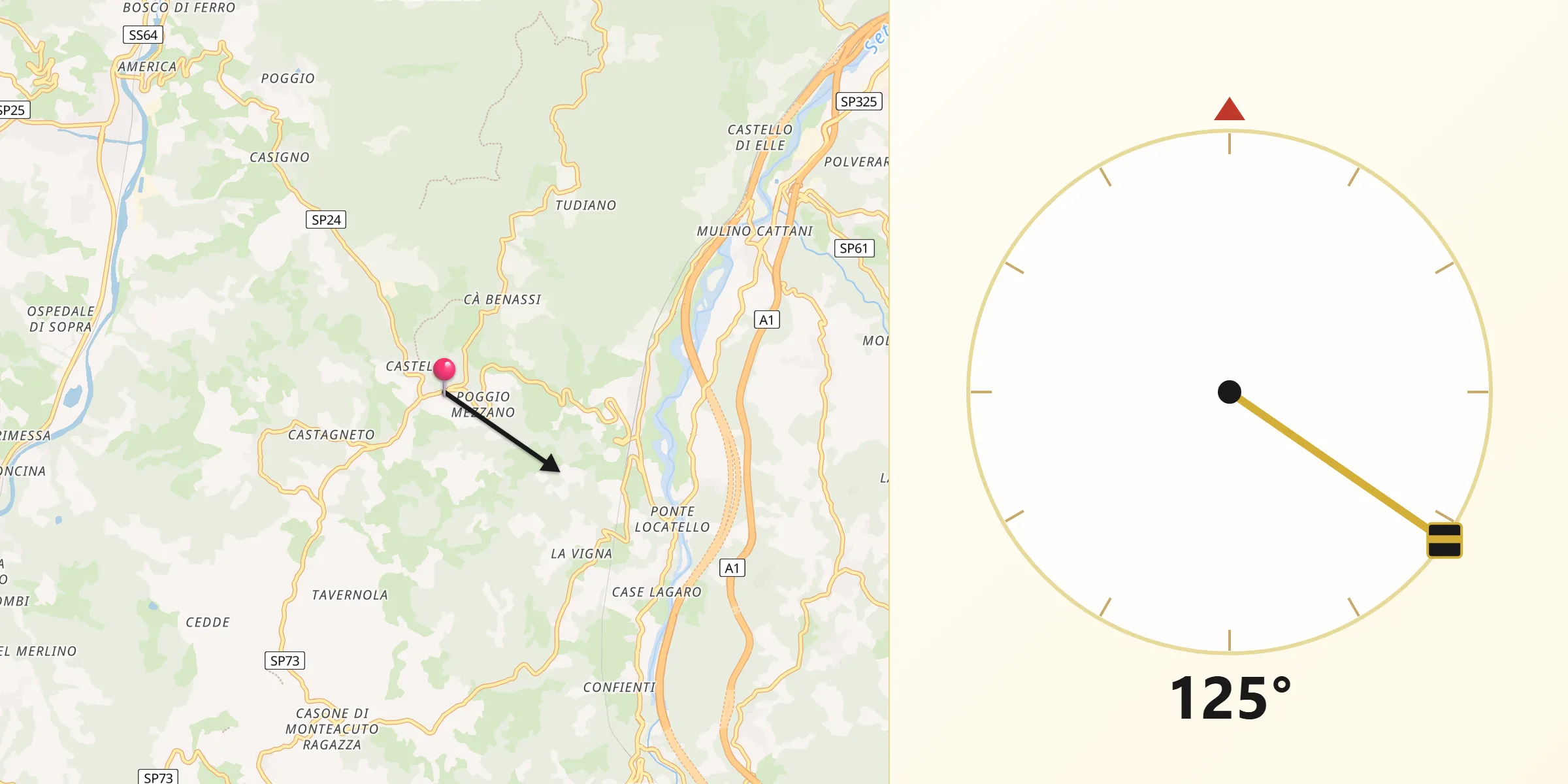 Direzione della Qibla da Grizzana