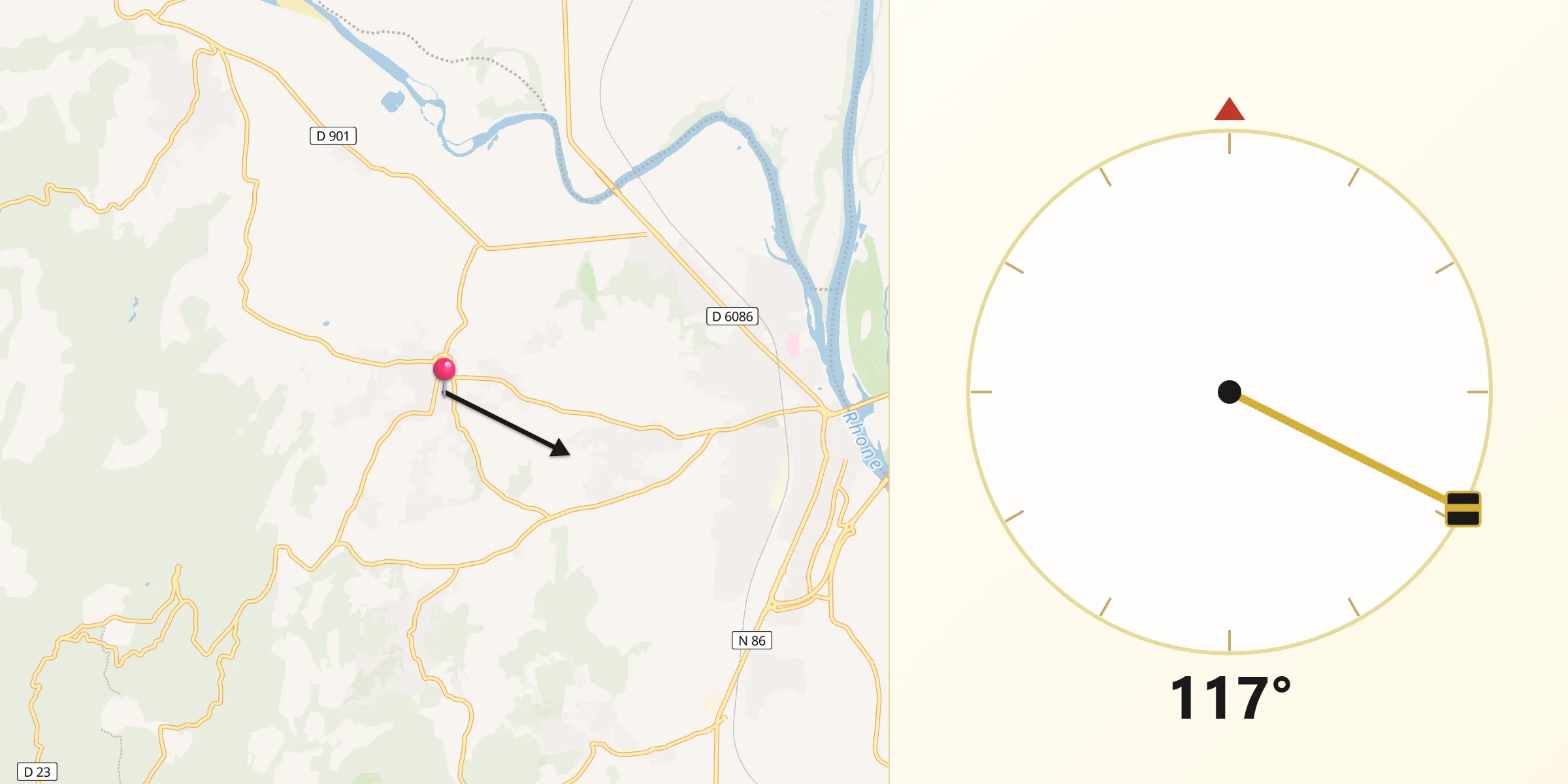 Direction vers la Qibla depuis Saint-Paulet-de-Caisson