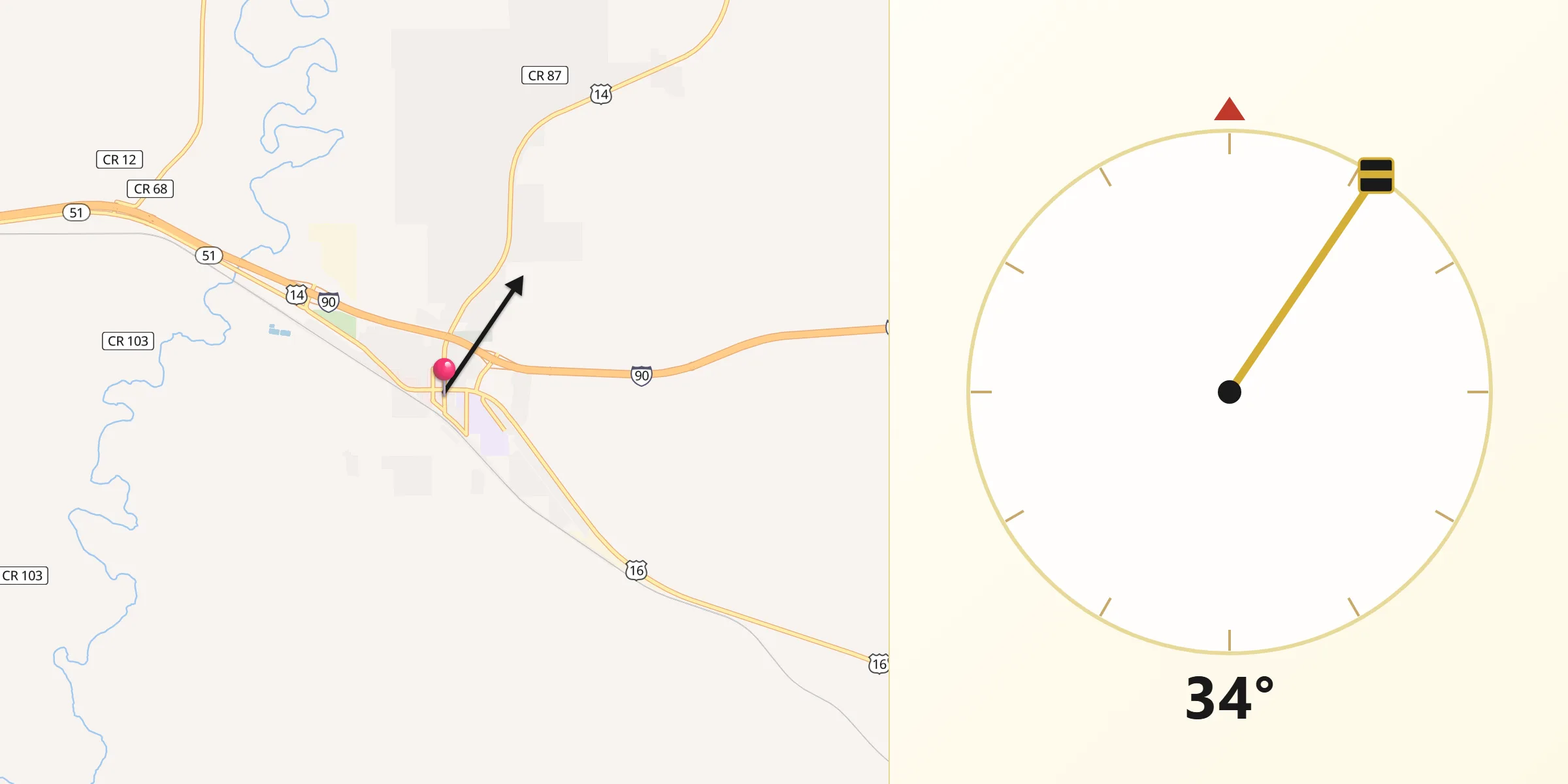 Qibla Direction from Moorcroft