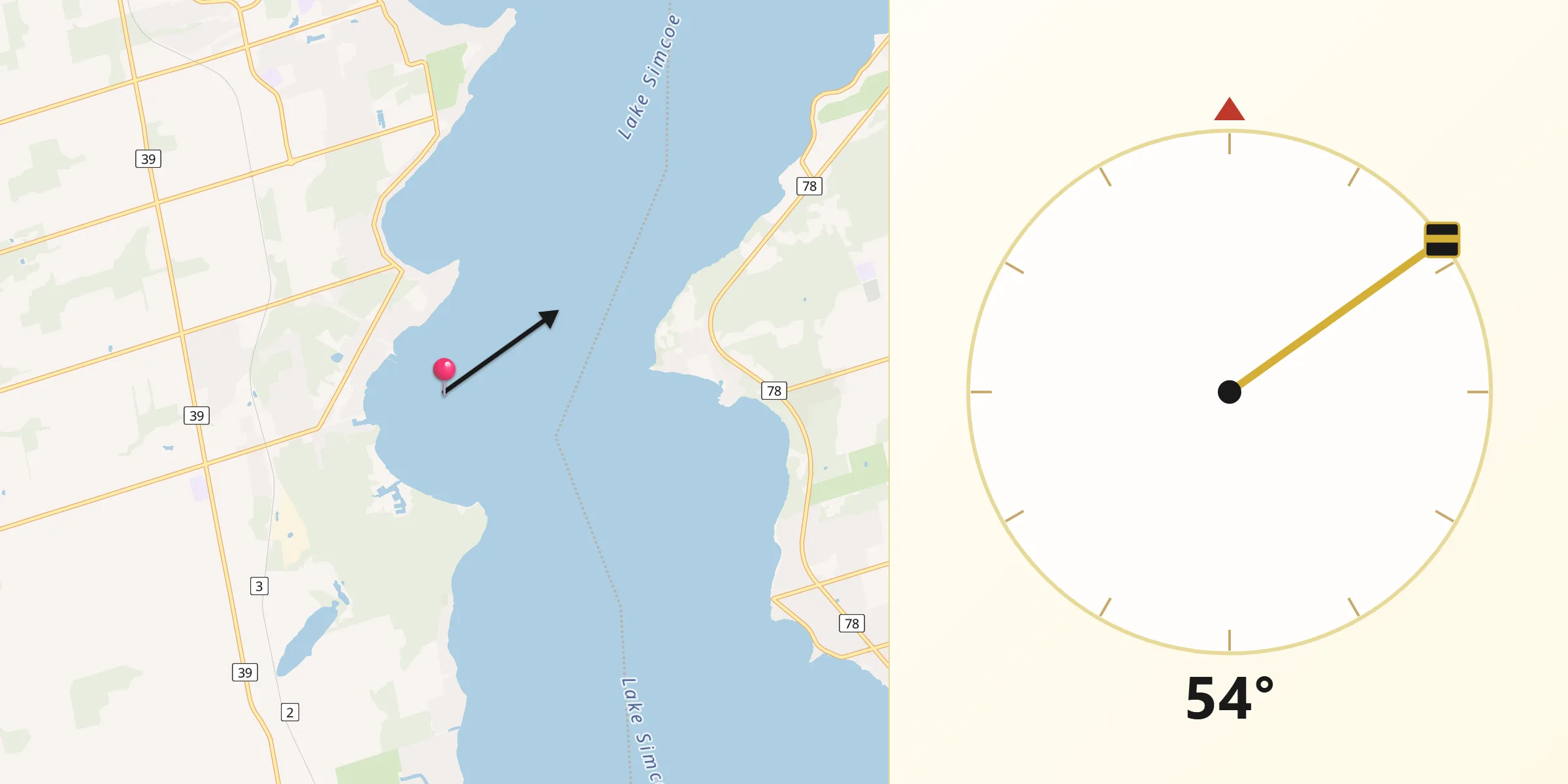 Qibla Direction from Stoney Point