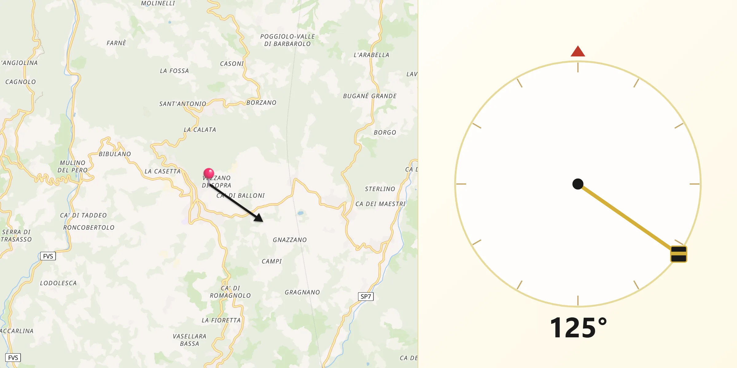 Direzione della Qibla da Loiano