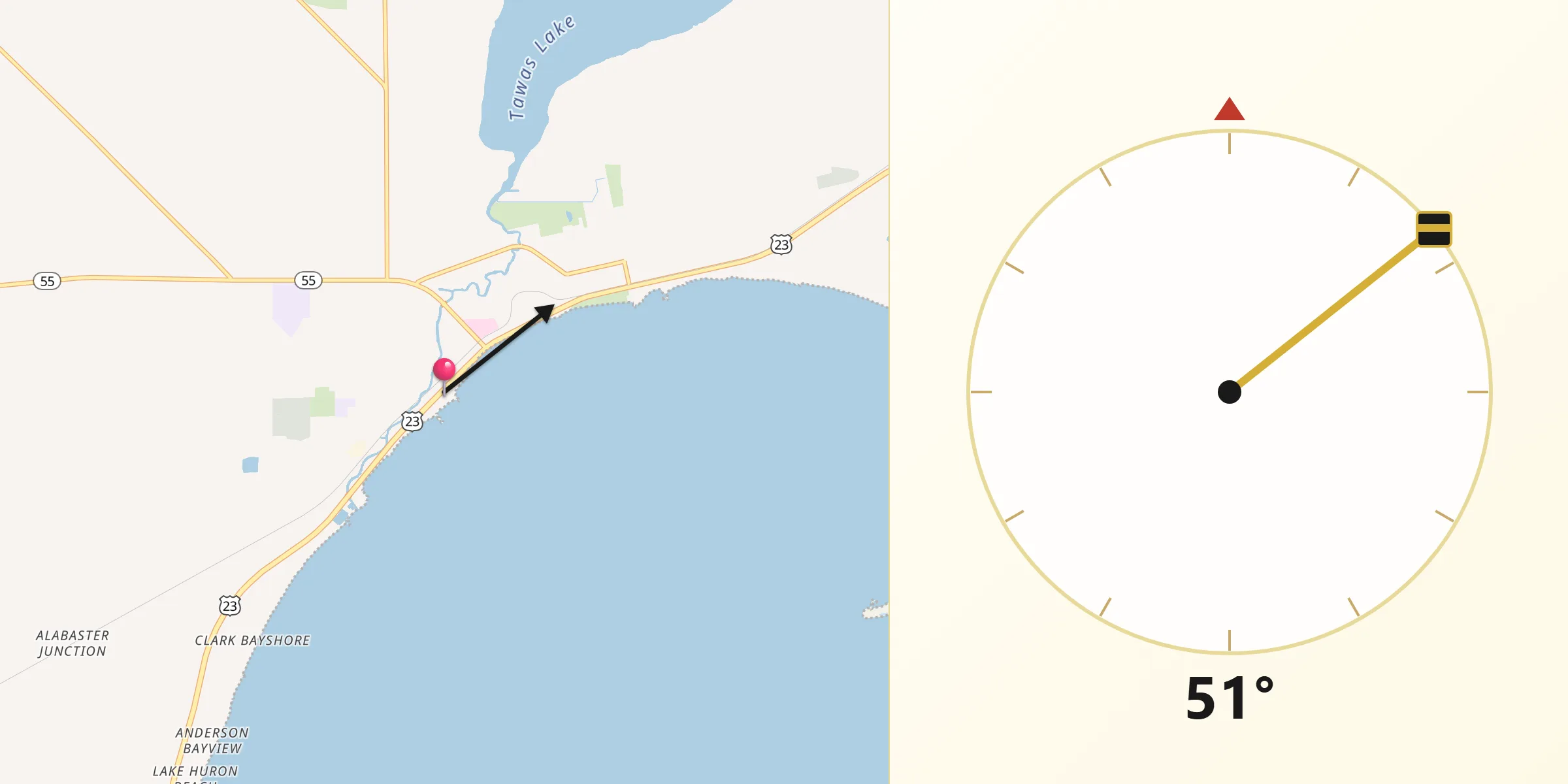 Qibla Direction from Tawas City