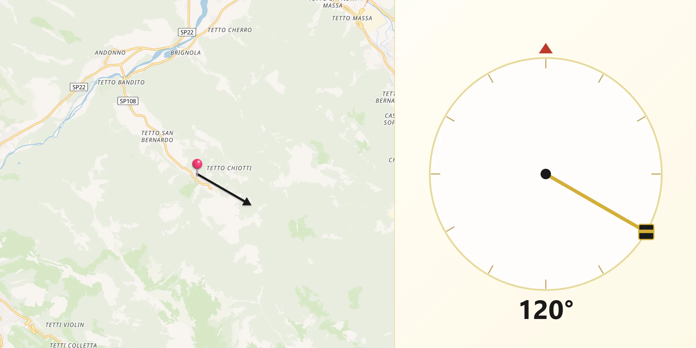 Direzione della Qibla da Roaschia