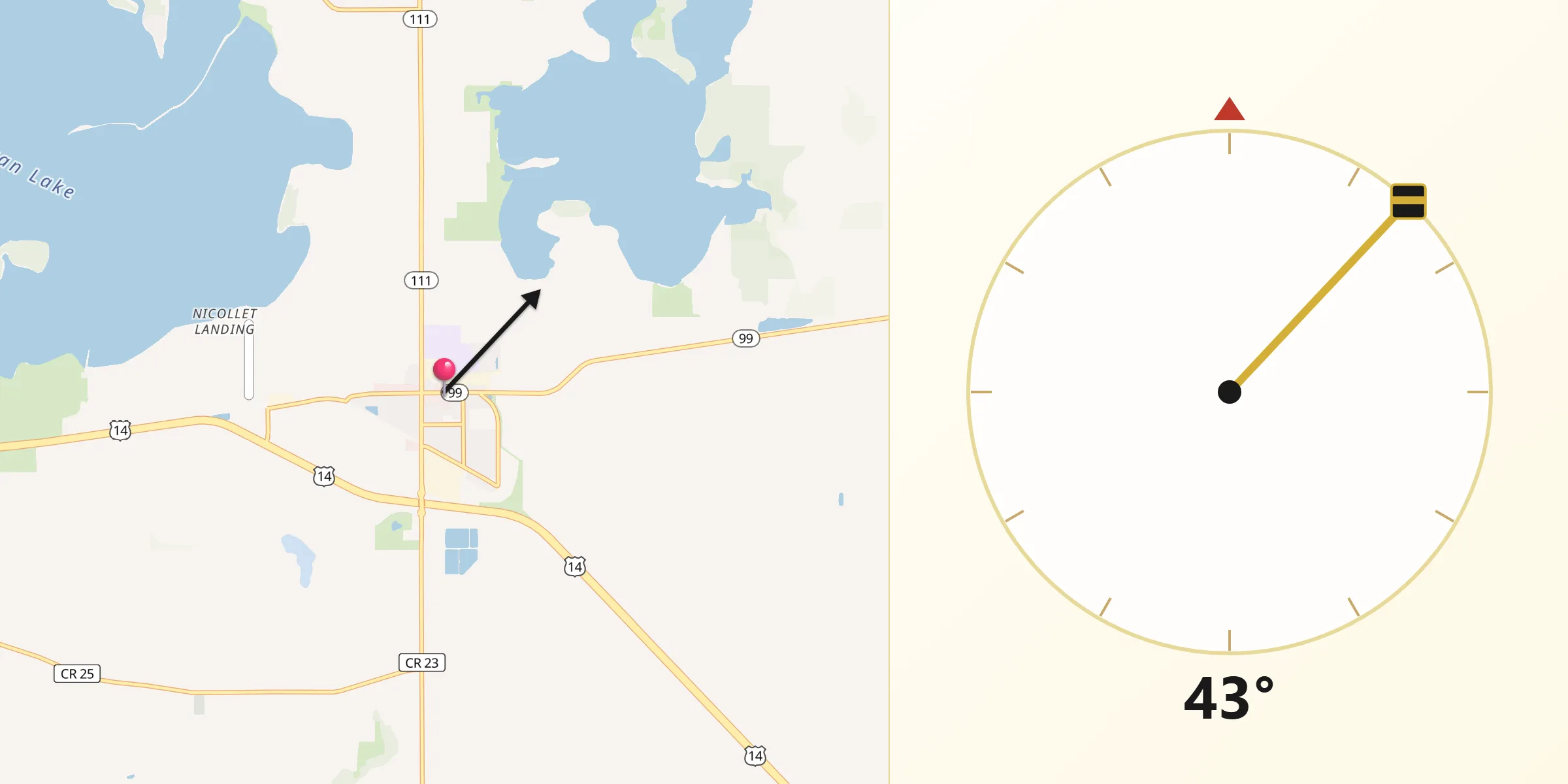Qibla Direction from Nicollet
