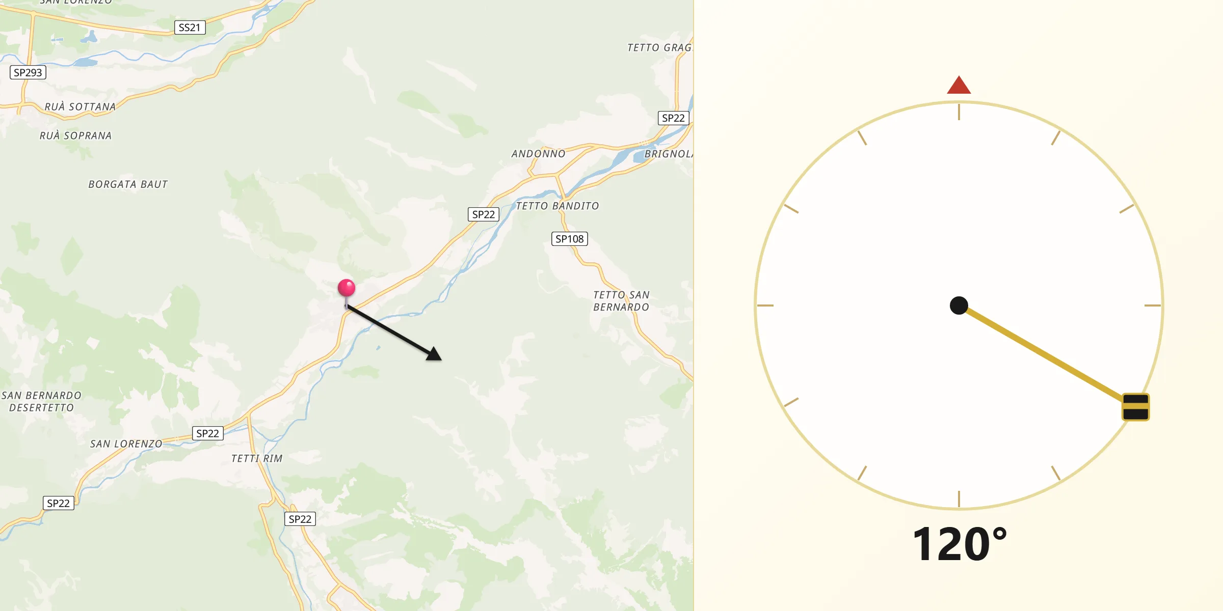 Direzione della Qibla da Valdieri