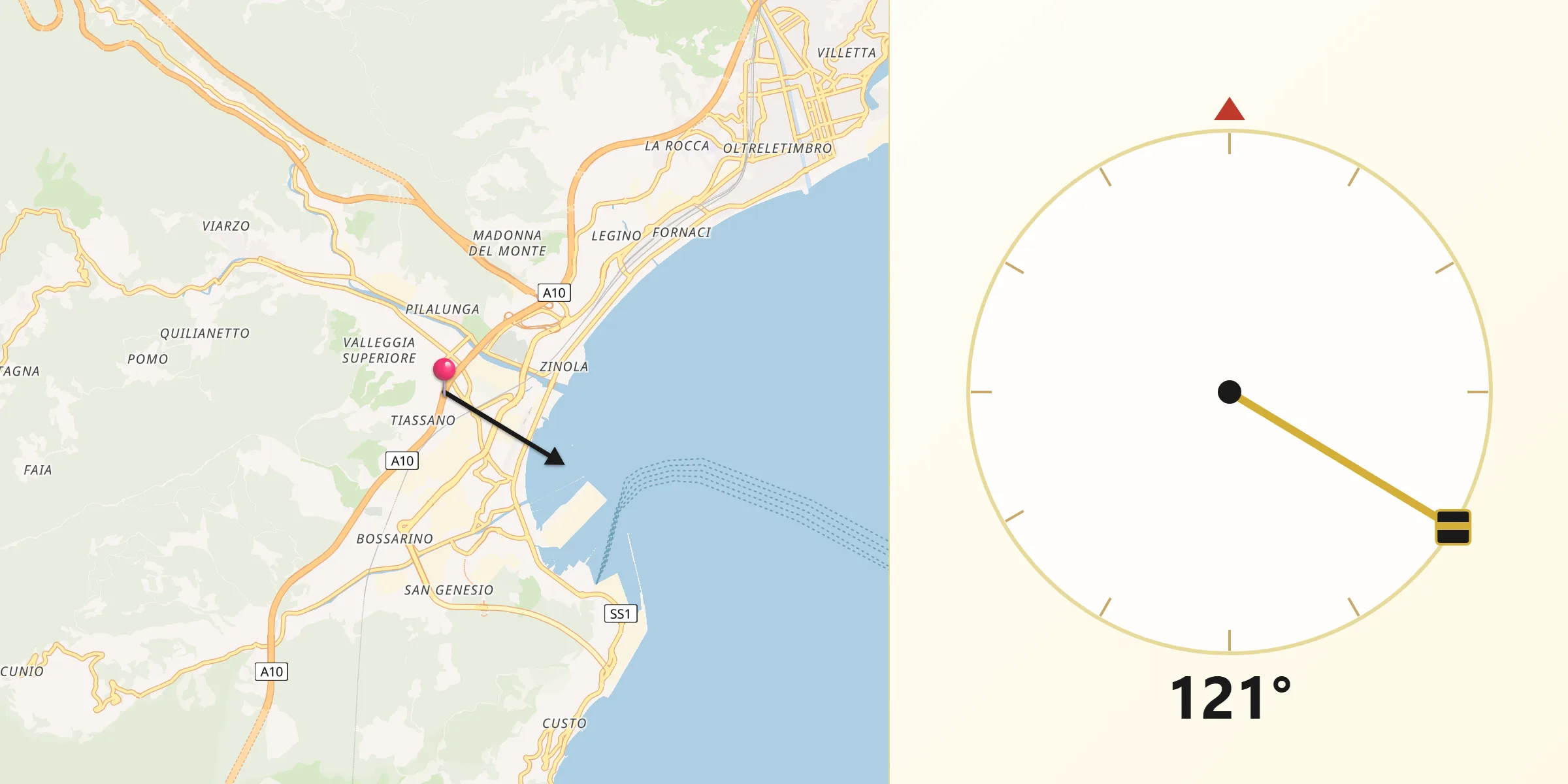 Direzione della Qibla da Valleggia
