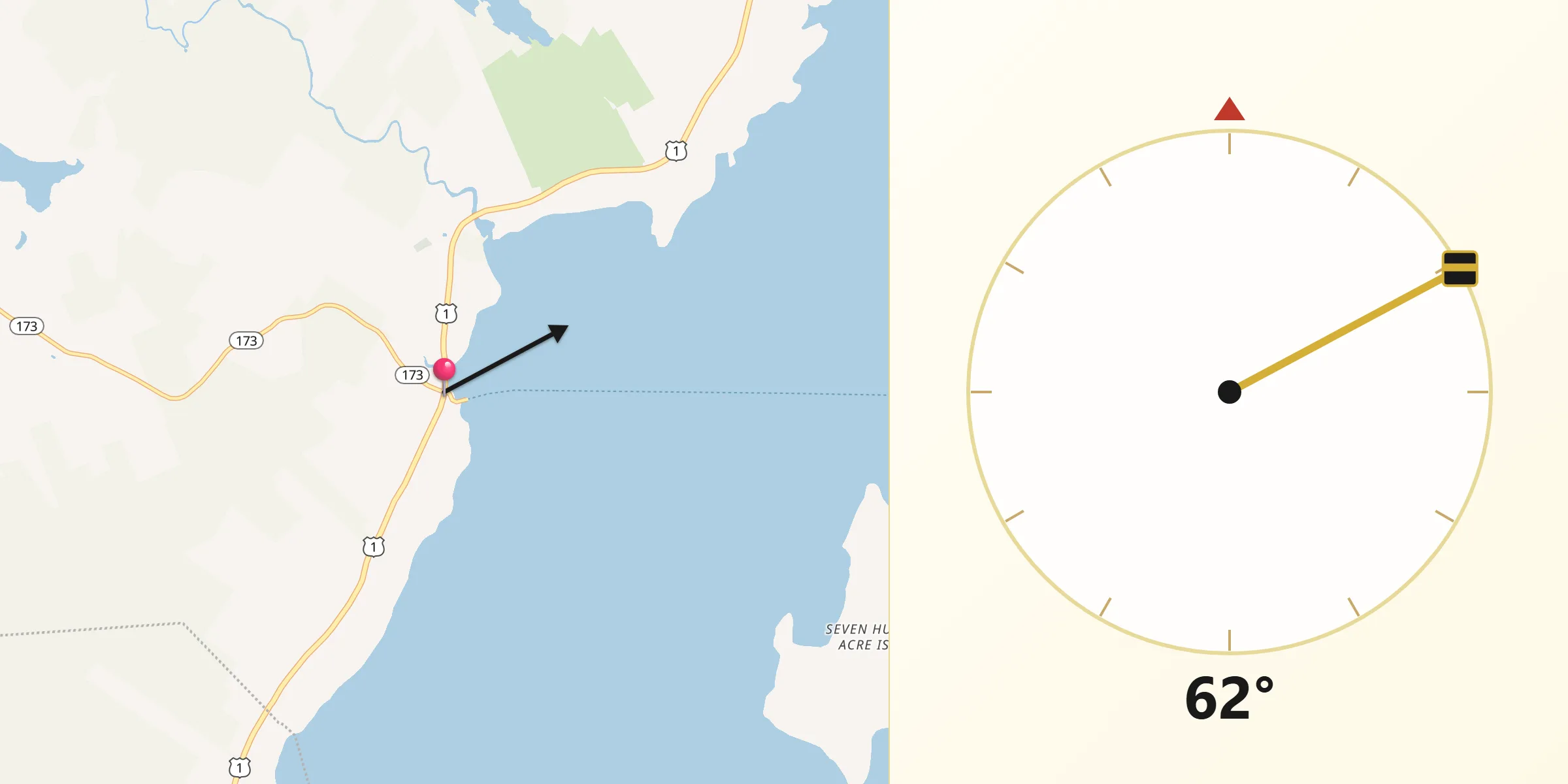 Qibla Direction from Lincolnville