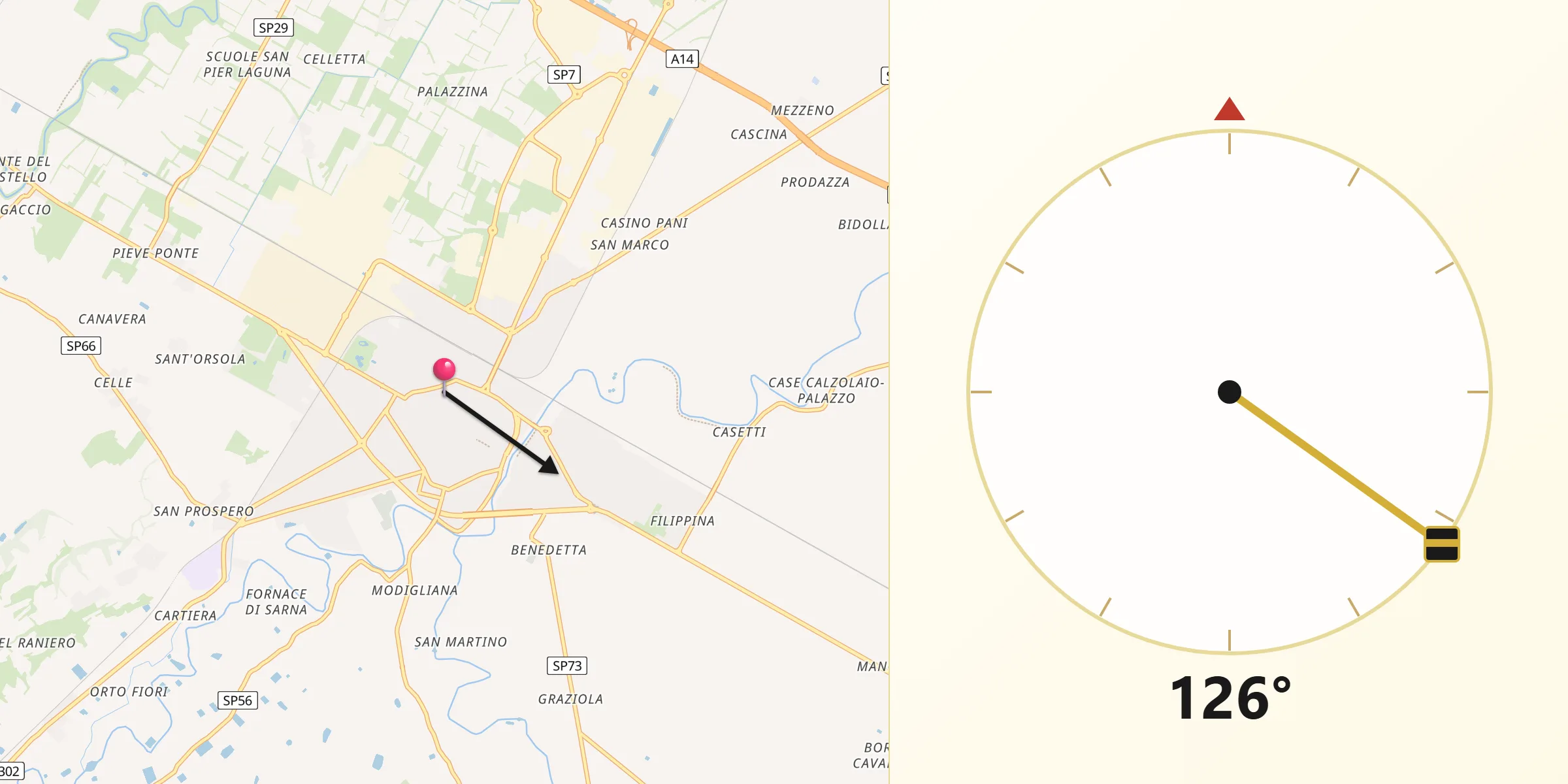 Direzione della Qibla da Faenza