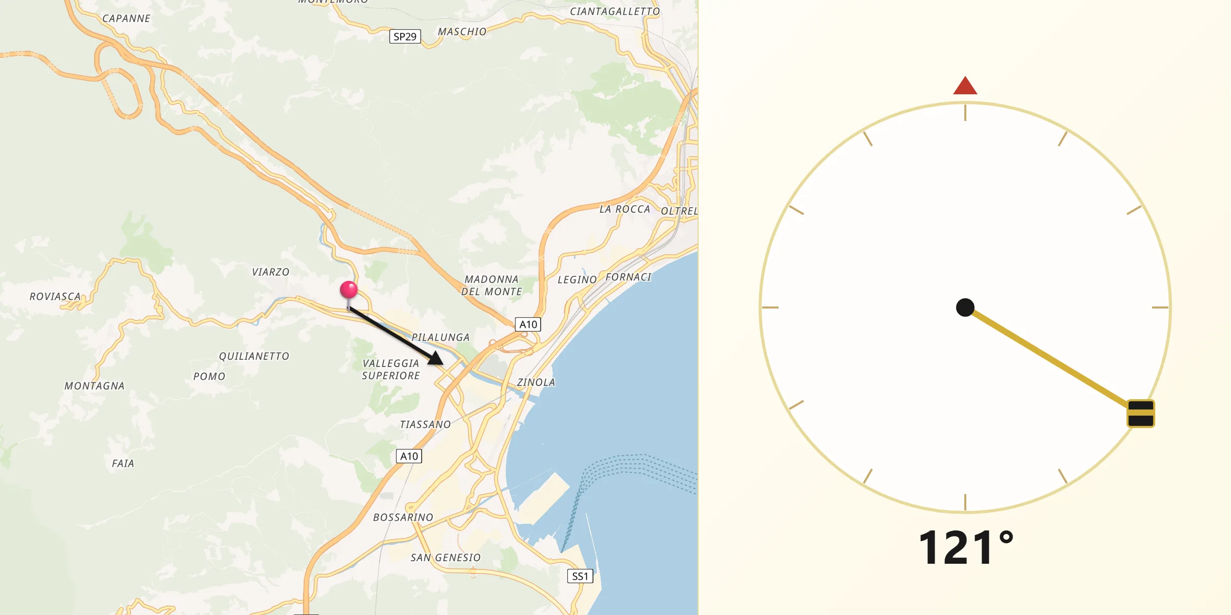 Direzione della Qibla da Quiliano