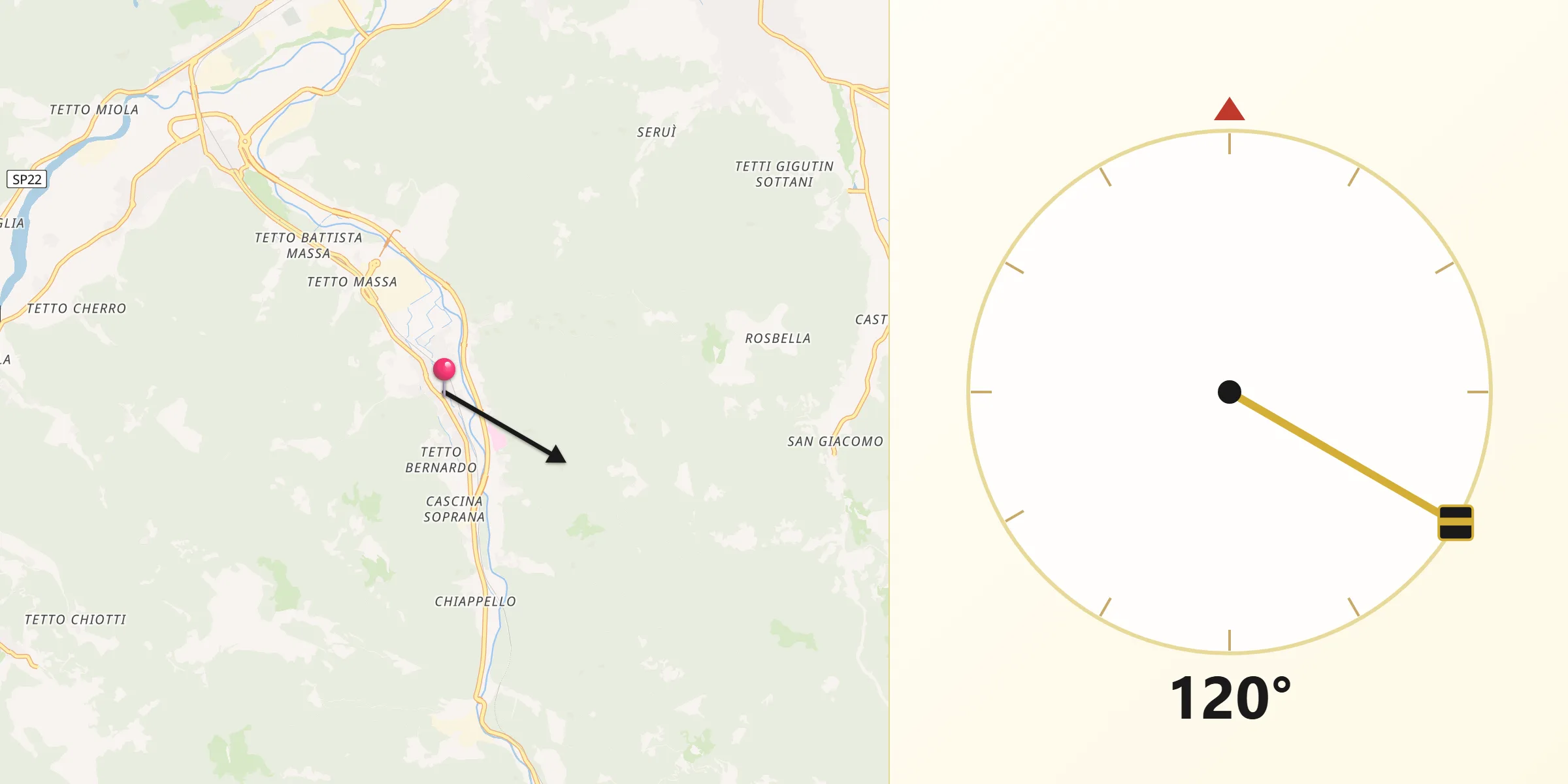 Direzione della Qibla da Robilante