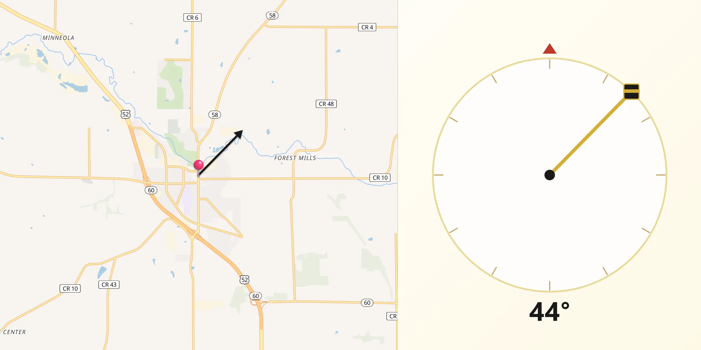 Qibla Direction from Zumbrota