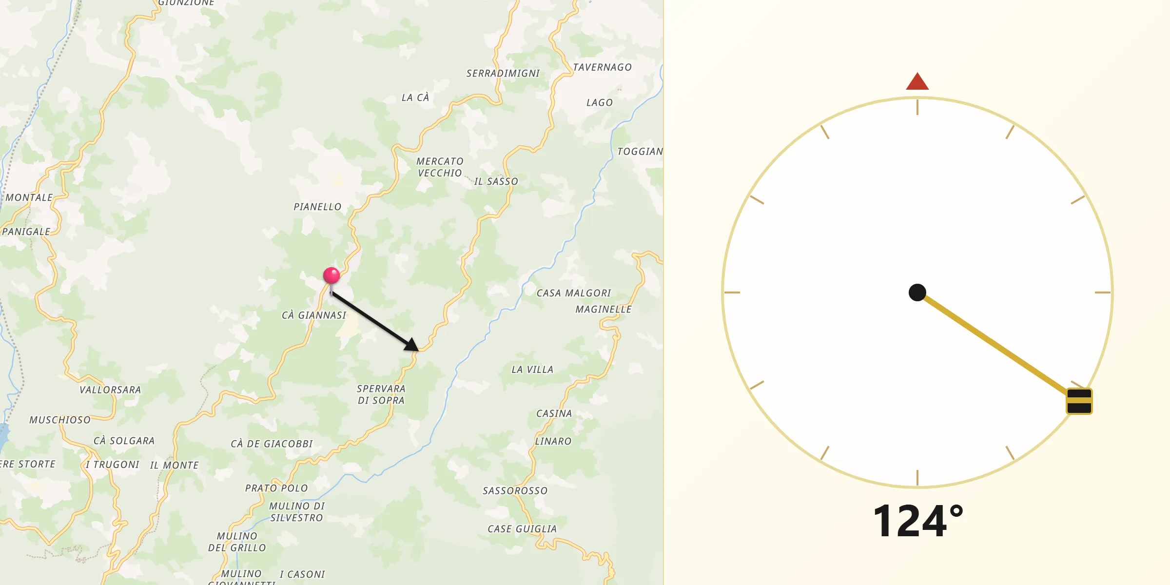 Direzione della Qibla da Frassinoro