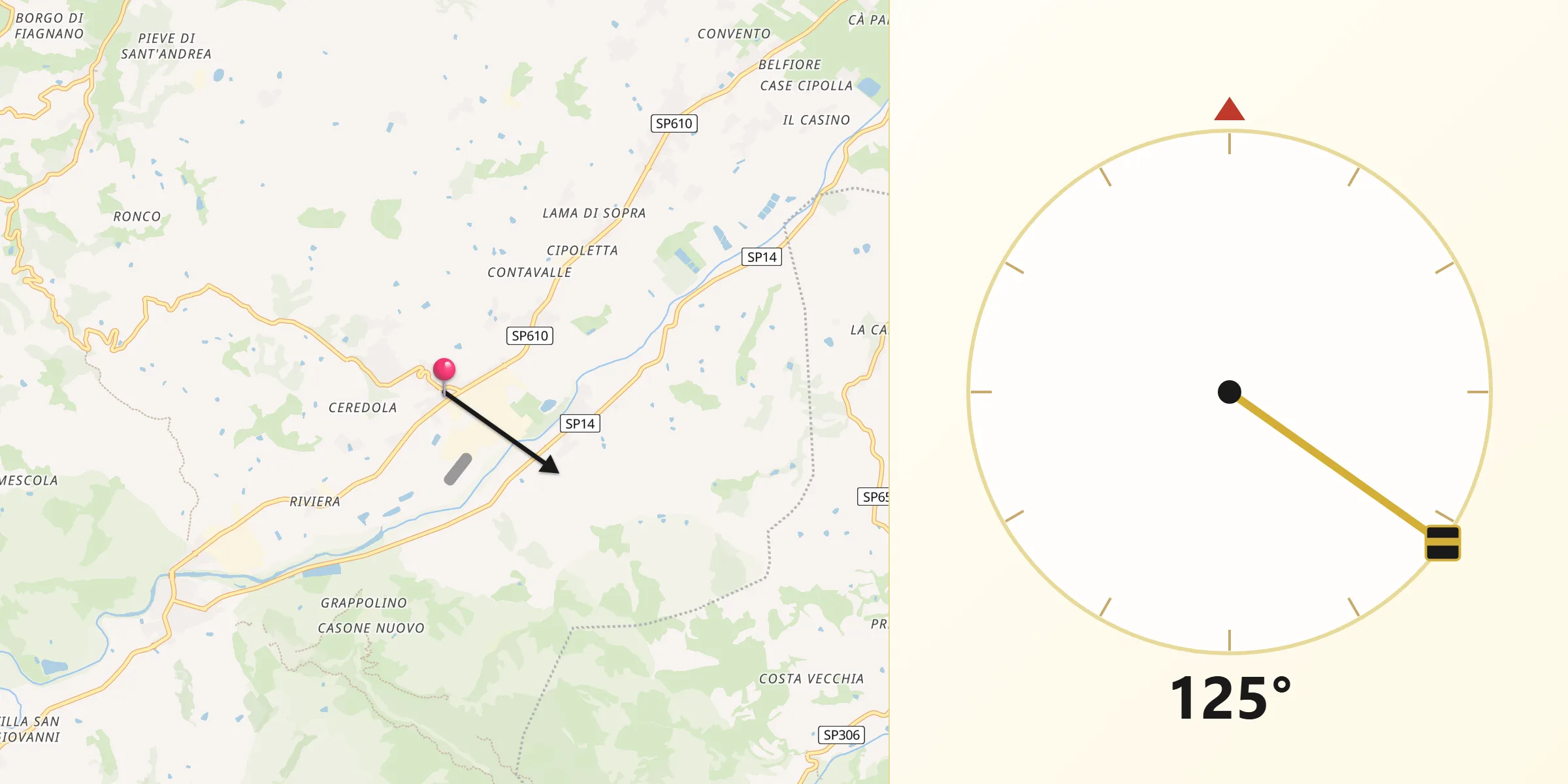 Direzione della Qibla da Casalfiumanese