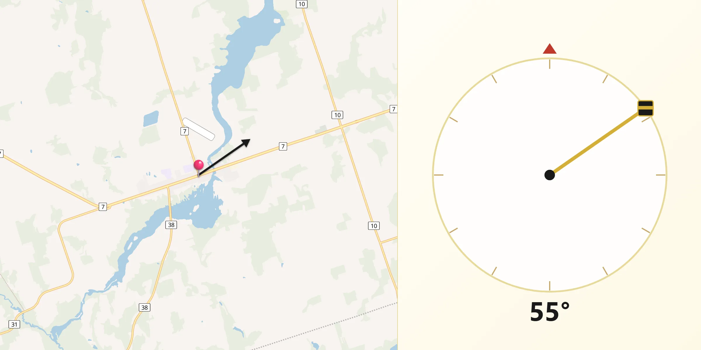 Qibla Direction from Omemee