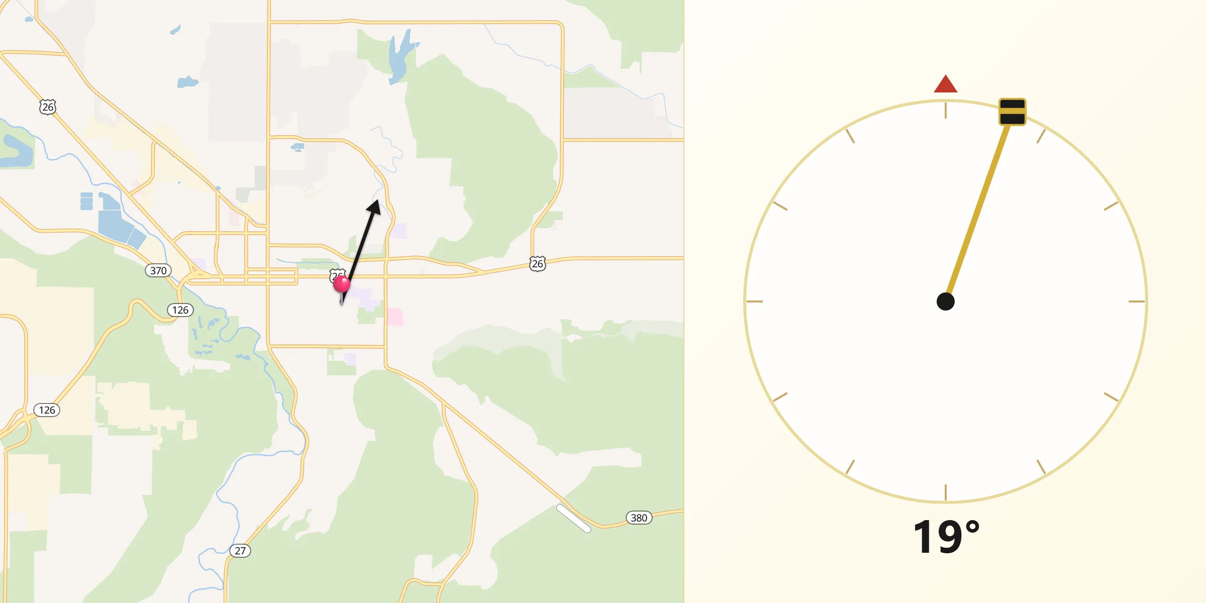 Qibla Direction from Prineville