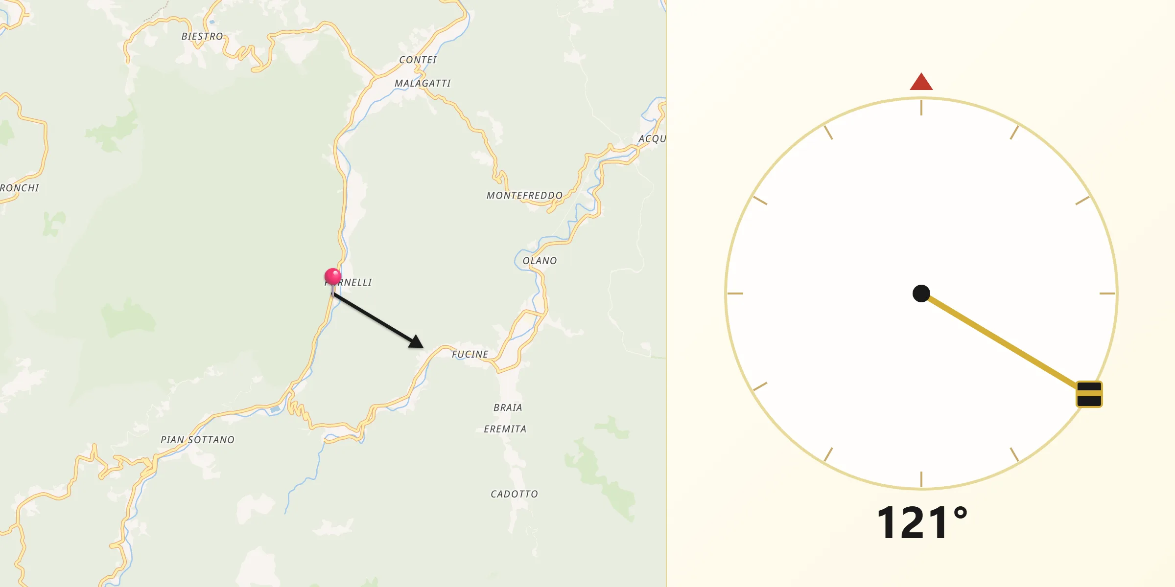 Direzione della Qibla da Provincia di Savona
