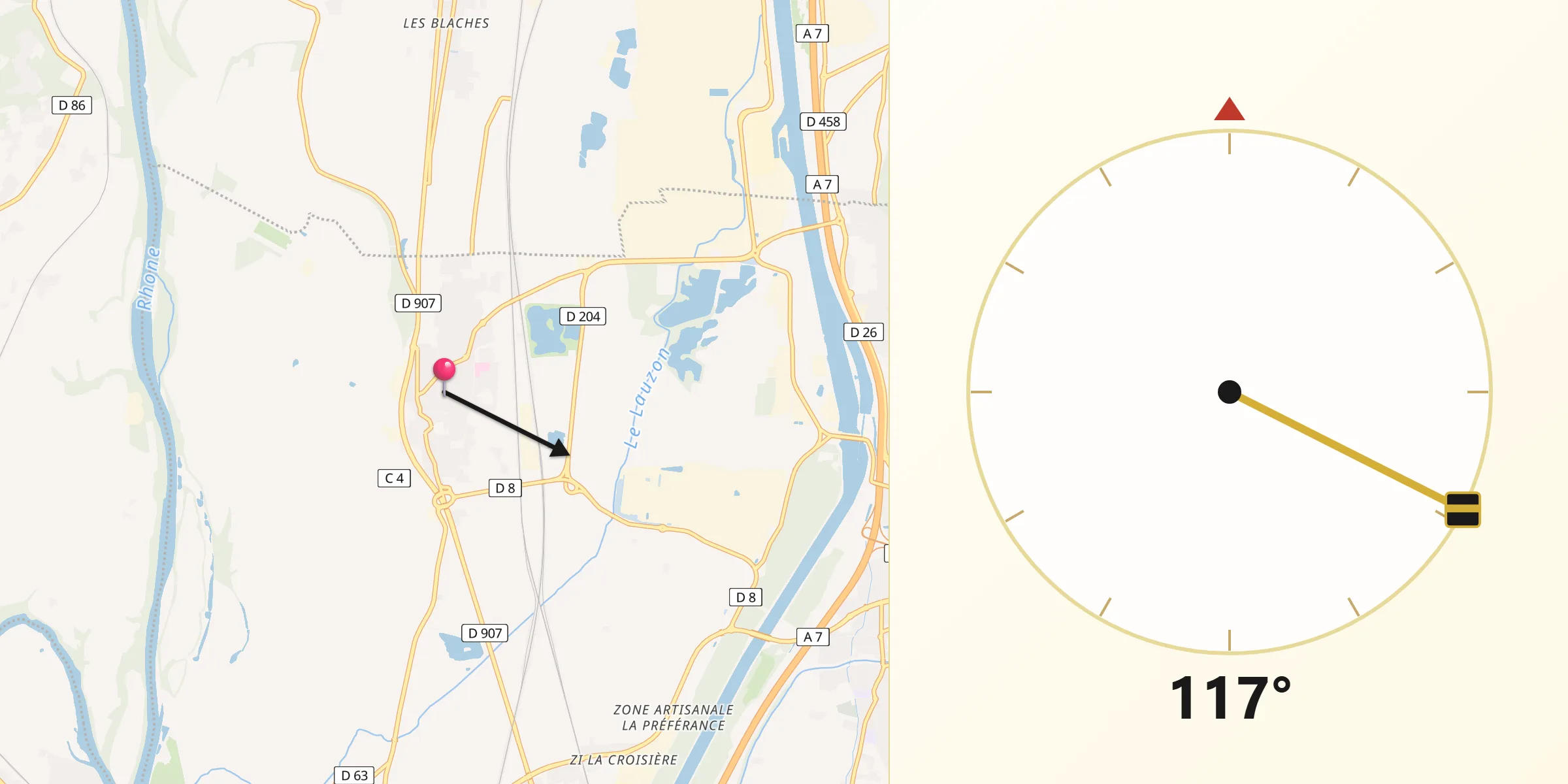 Direction vers la Qibla depuis Lapalud