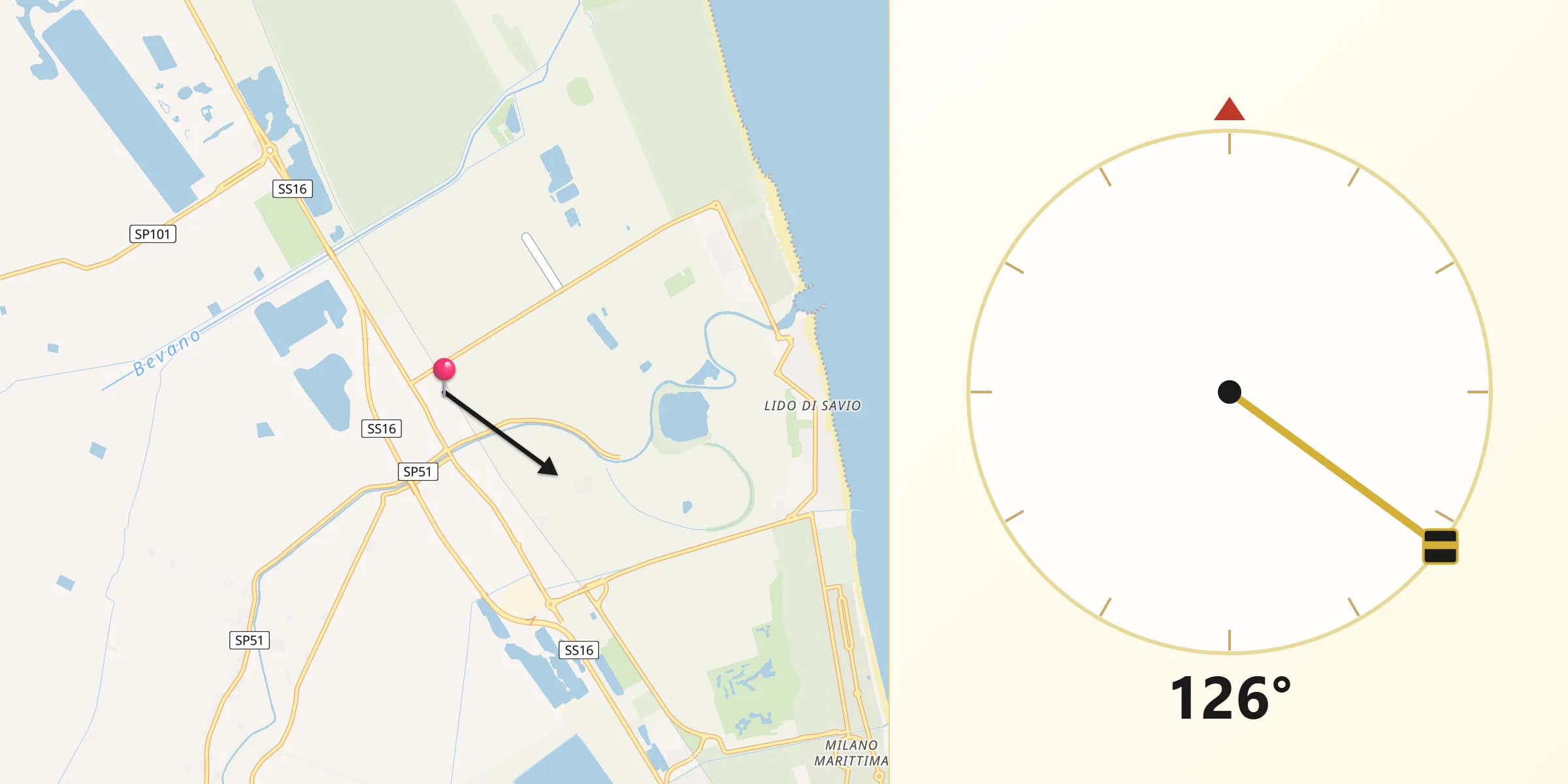 Direzione della Qibla da Savio