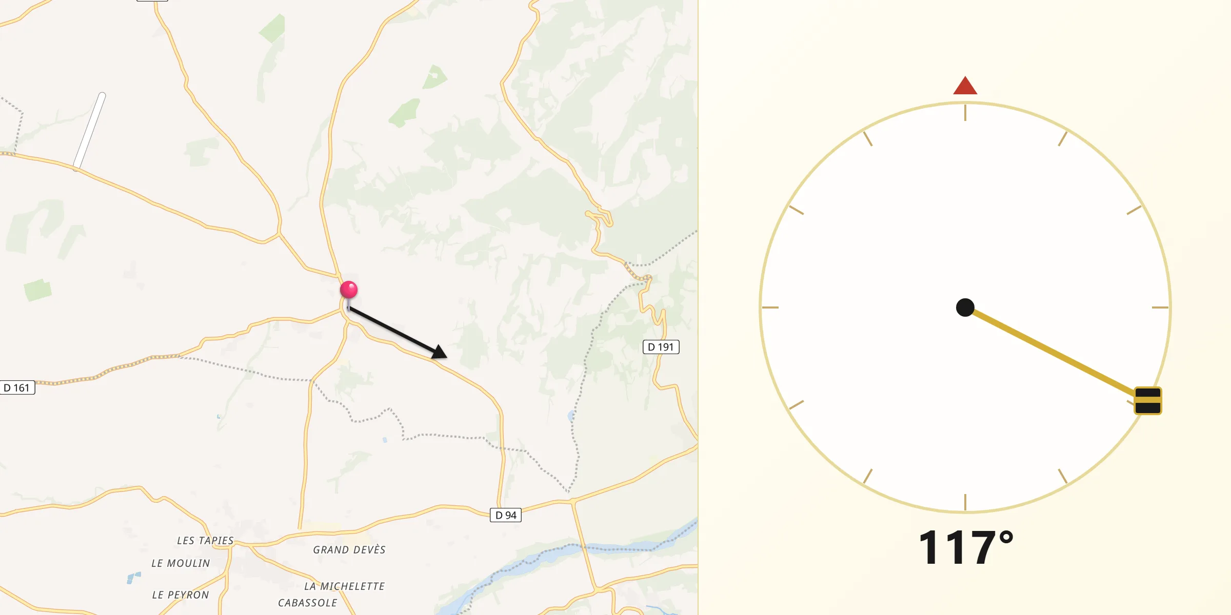 Direction vers la Qibla depuis Visan