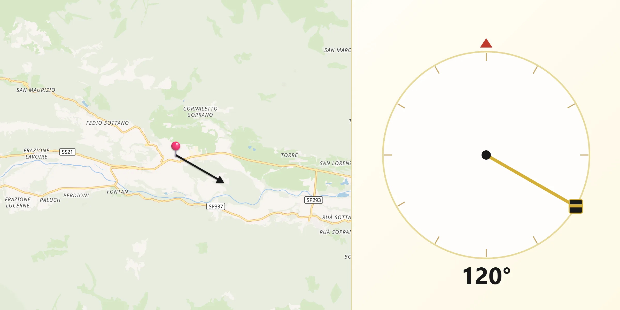 Direzione della Qibla da Demonte