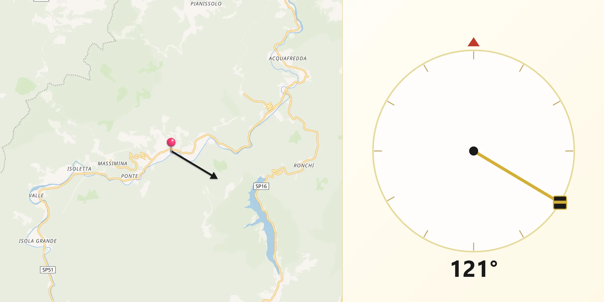 Direzione della Qibla da Piano