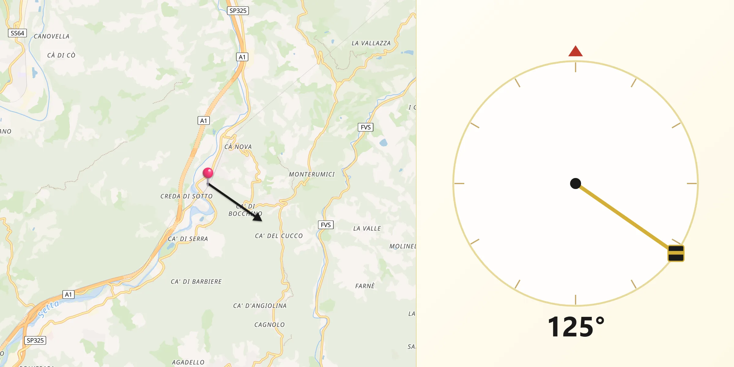 Direzione della Qibla da Vado